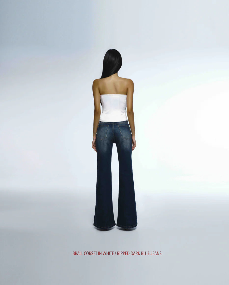 Huelleyrose SALE RIPPED DARK BLUE JEANS