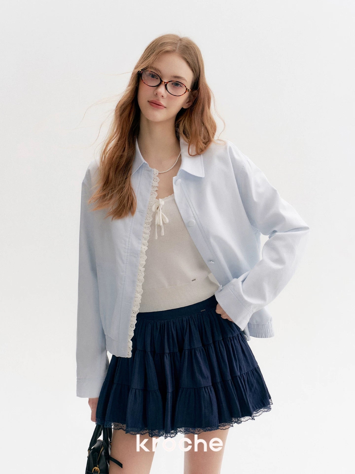 Kroche French style lace patchwork tiered skirt