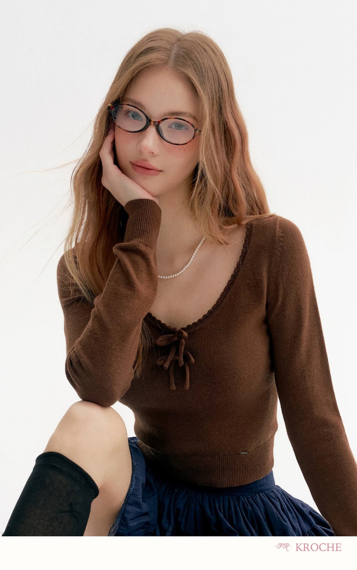 Kroche Lace slim fit long sleeved knitted sweater