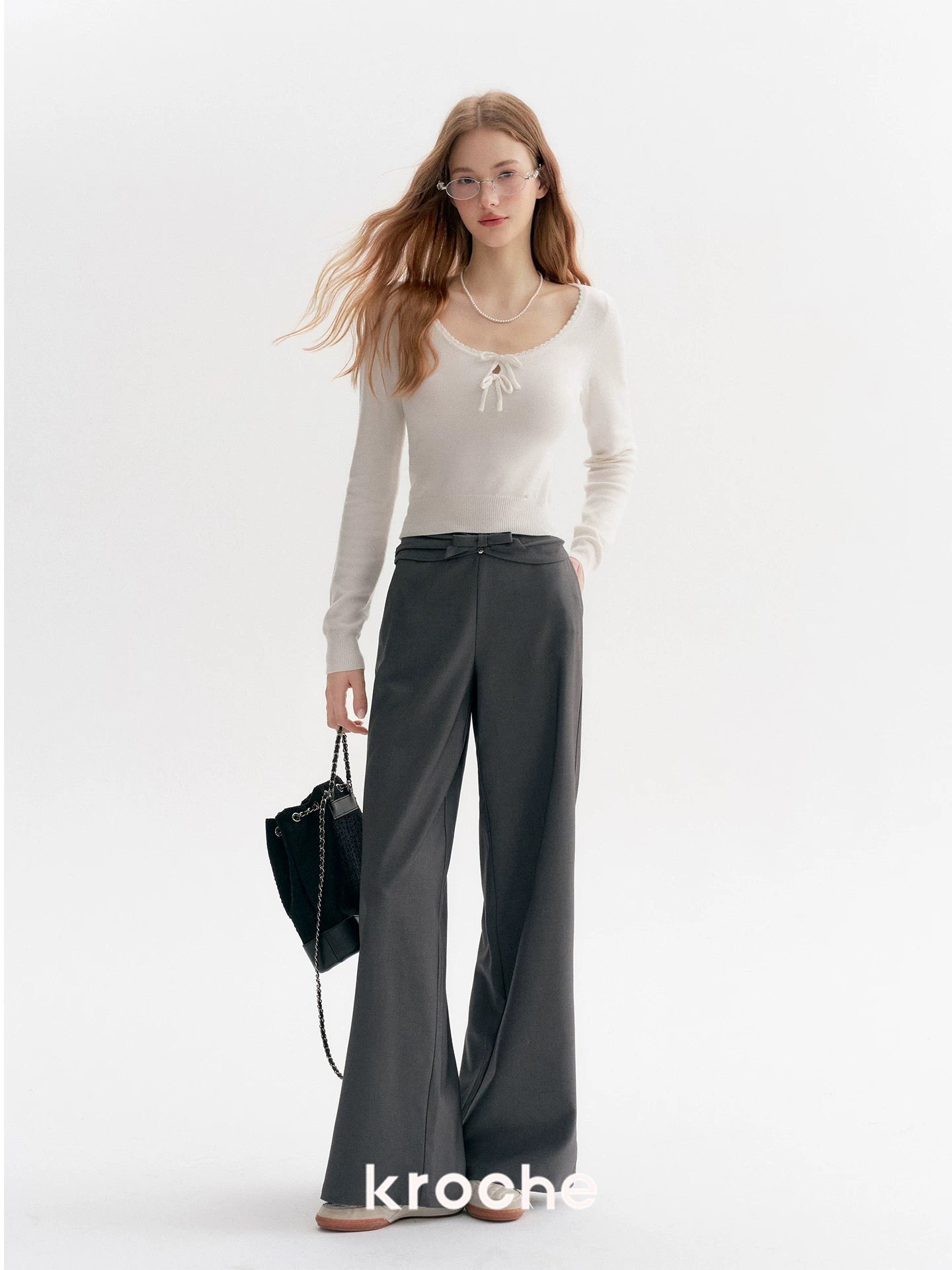 Kroche 3D bow loose casual pants