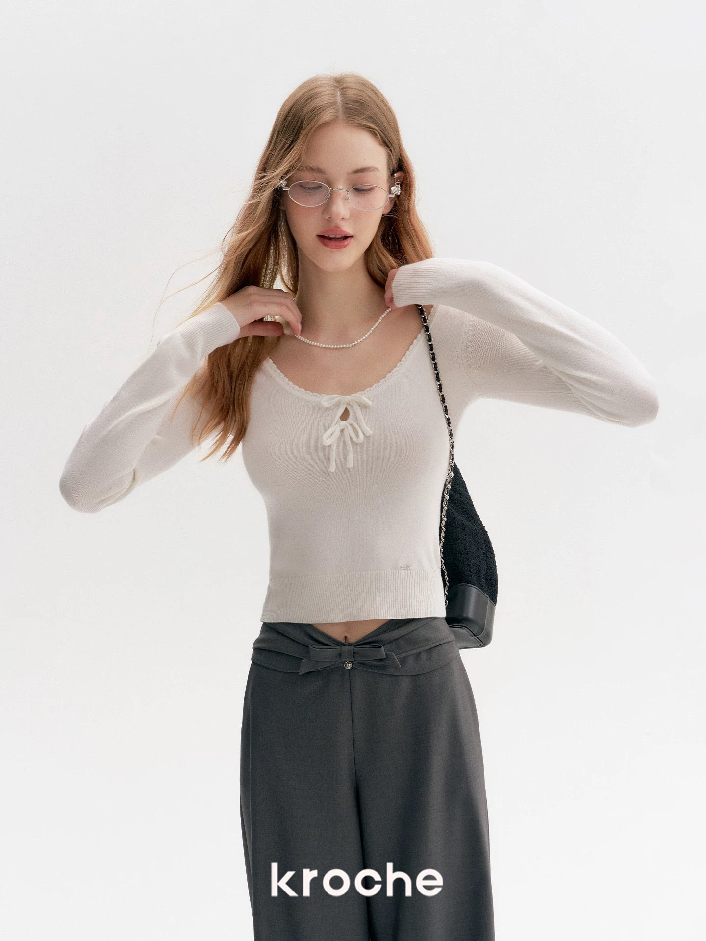 Kroche 3D bow loose casual pants