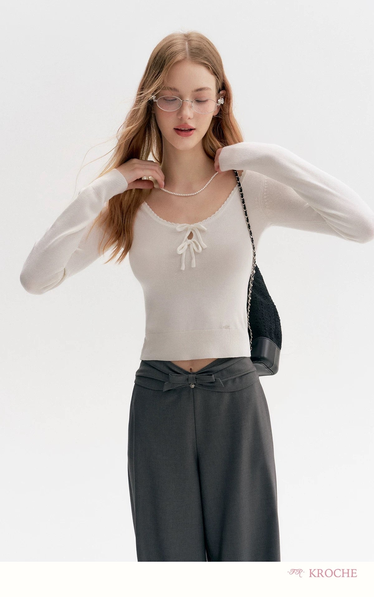 Kroche 3D bow loose casual pants