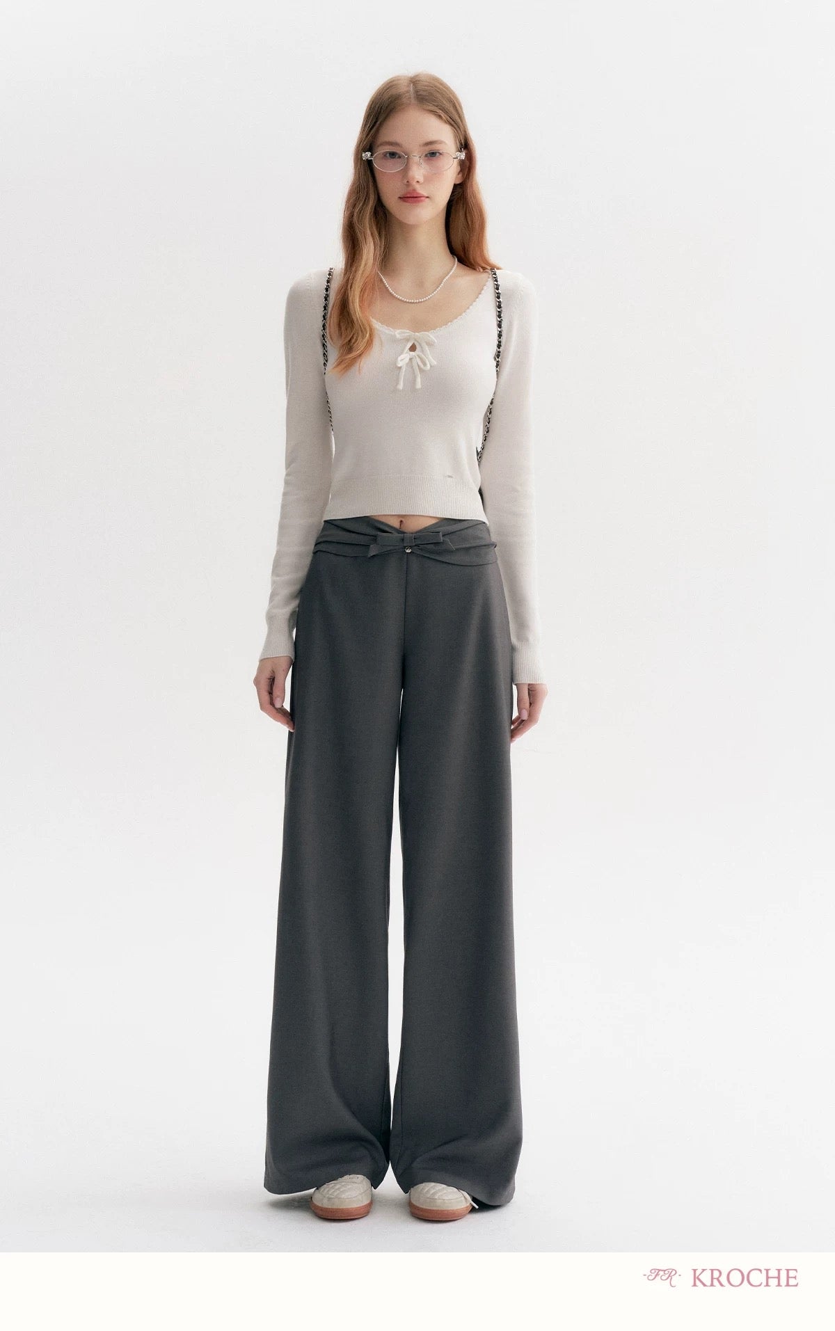 Kroche 3D bow loose casual pants