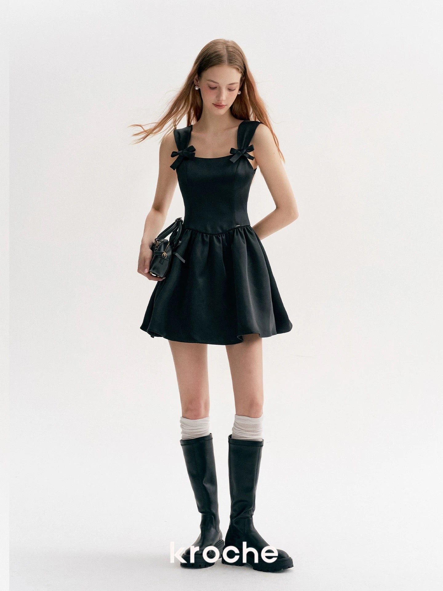 Kroche 3D bow satin dress