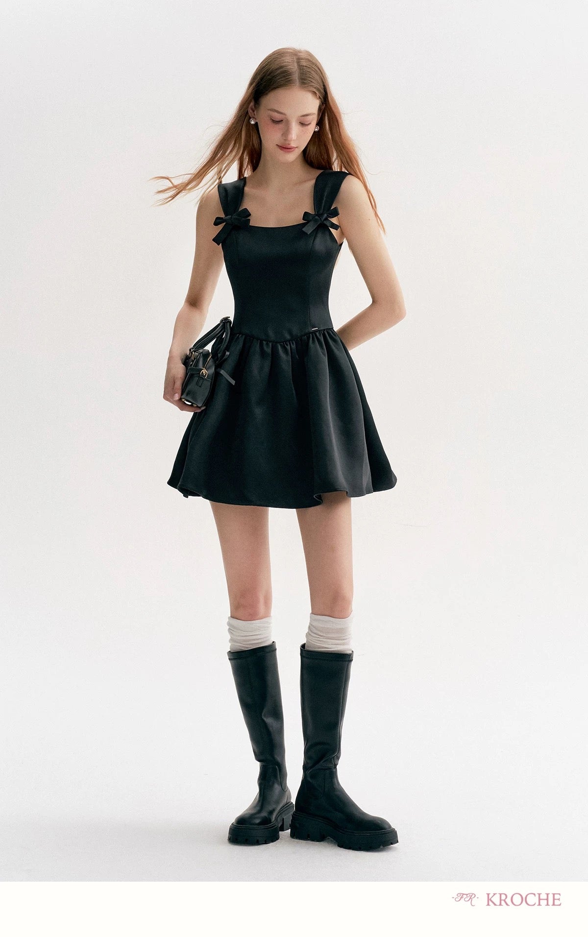 Kroche 3D bow satin dress