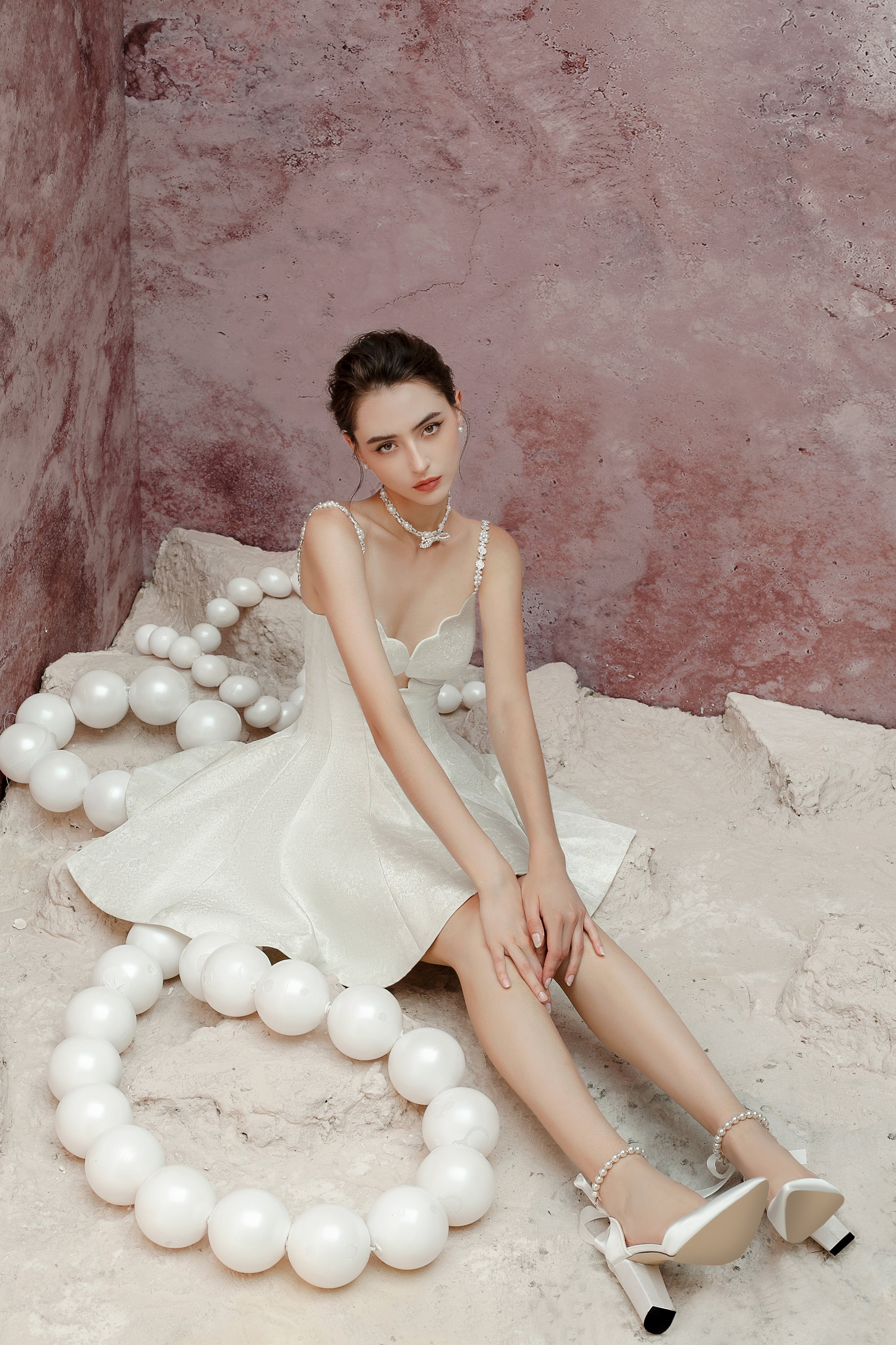 Beloved Eloise Dress (WITH PEARL & CRYSTAL NECKLACE)
