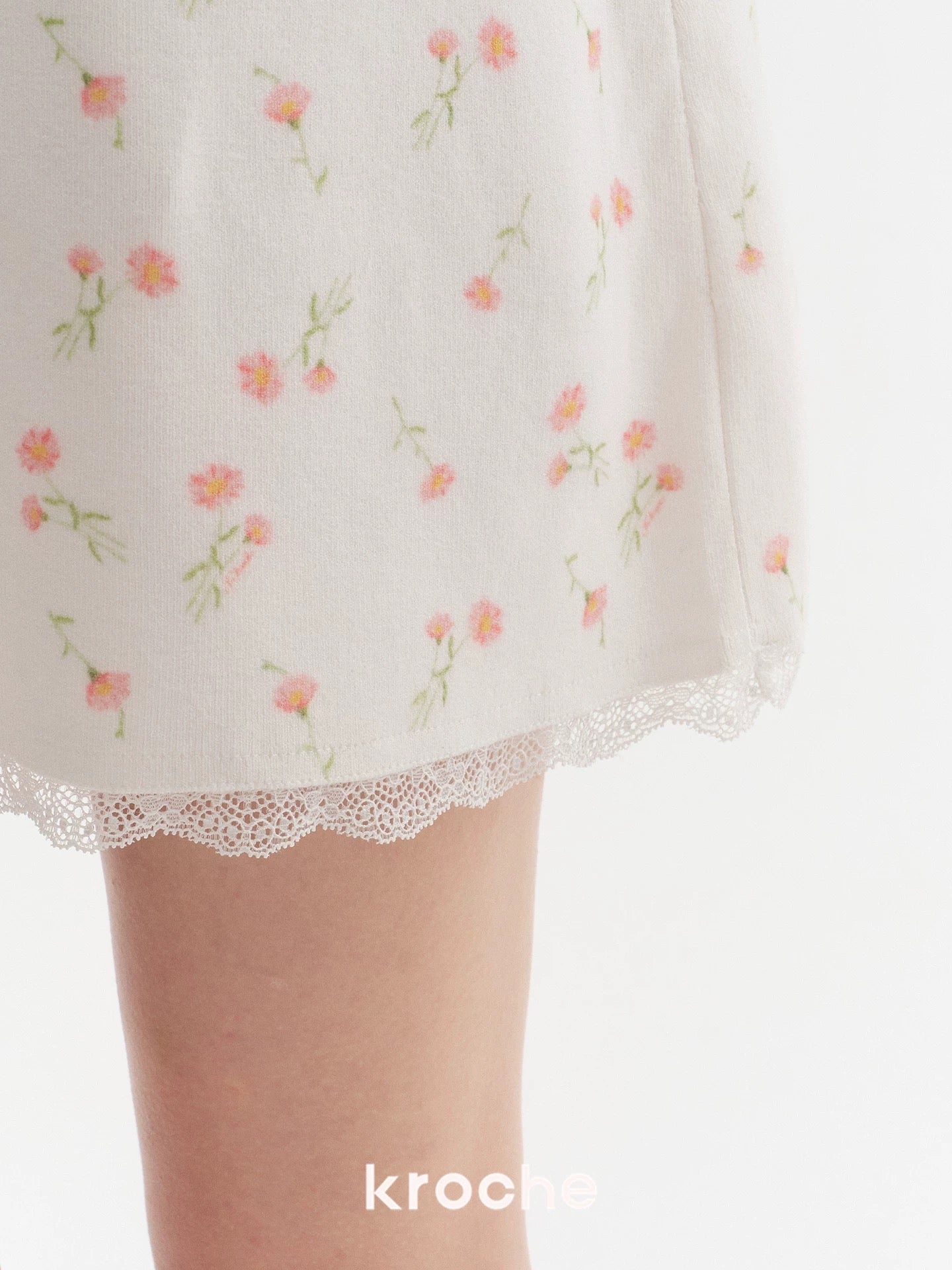 Kroche Floral lace patchwork knit camisole dress