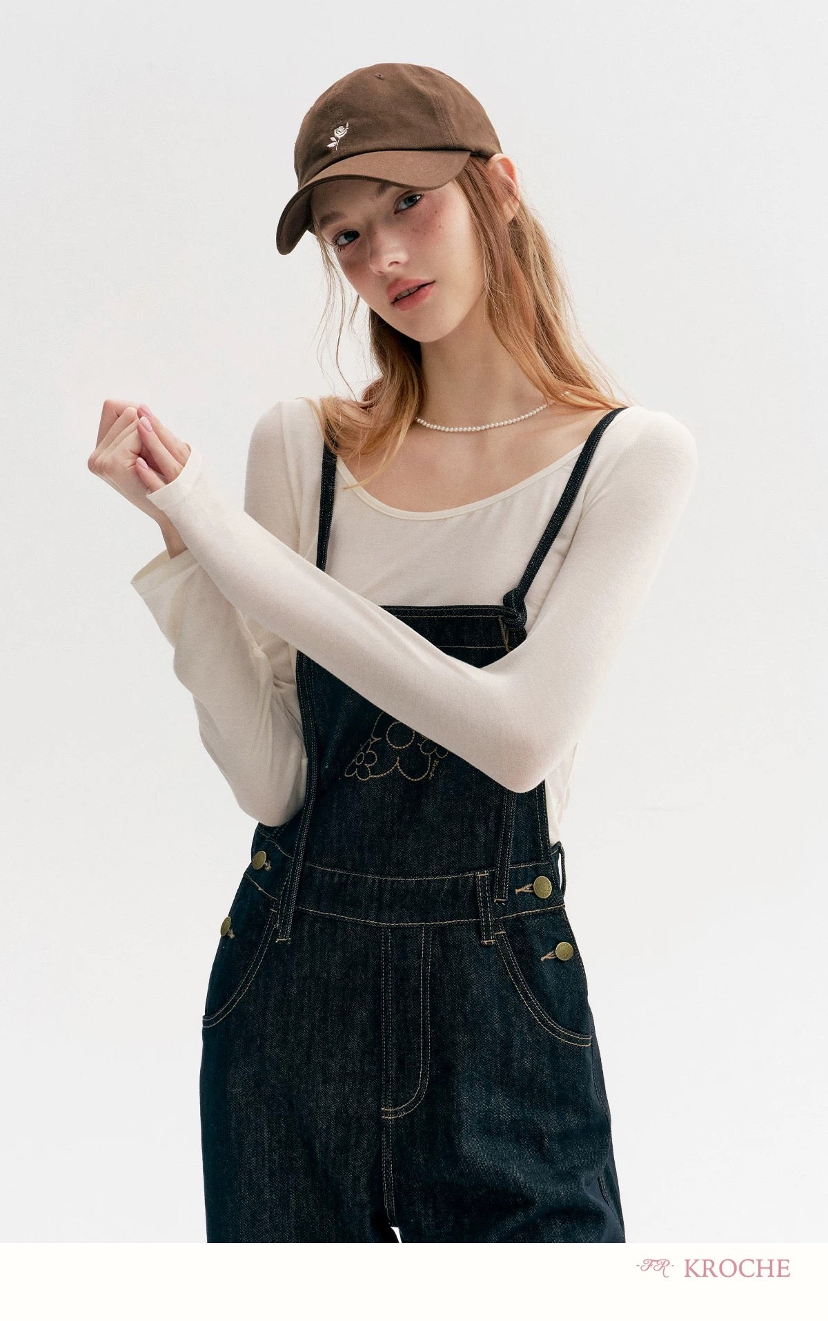 Kroche Color blocking loose straight leg overalls