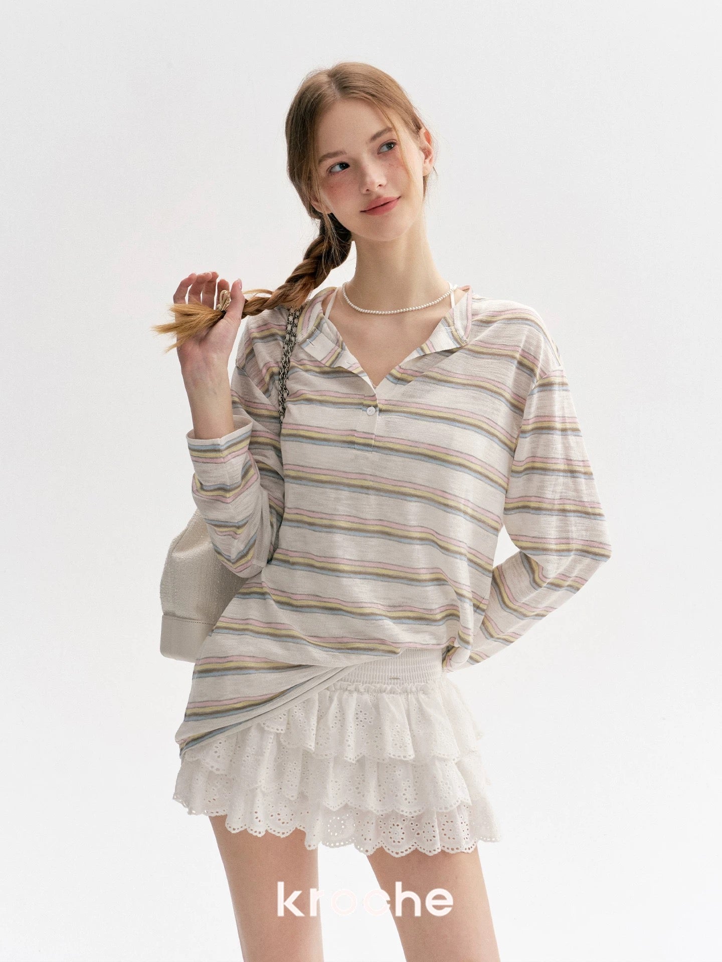Kroche Loose polo shirt long sleeved T-shirt