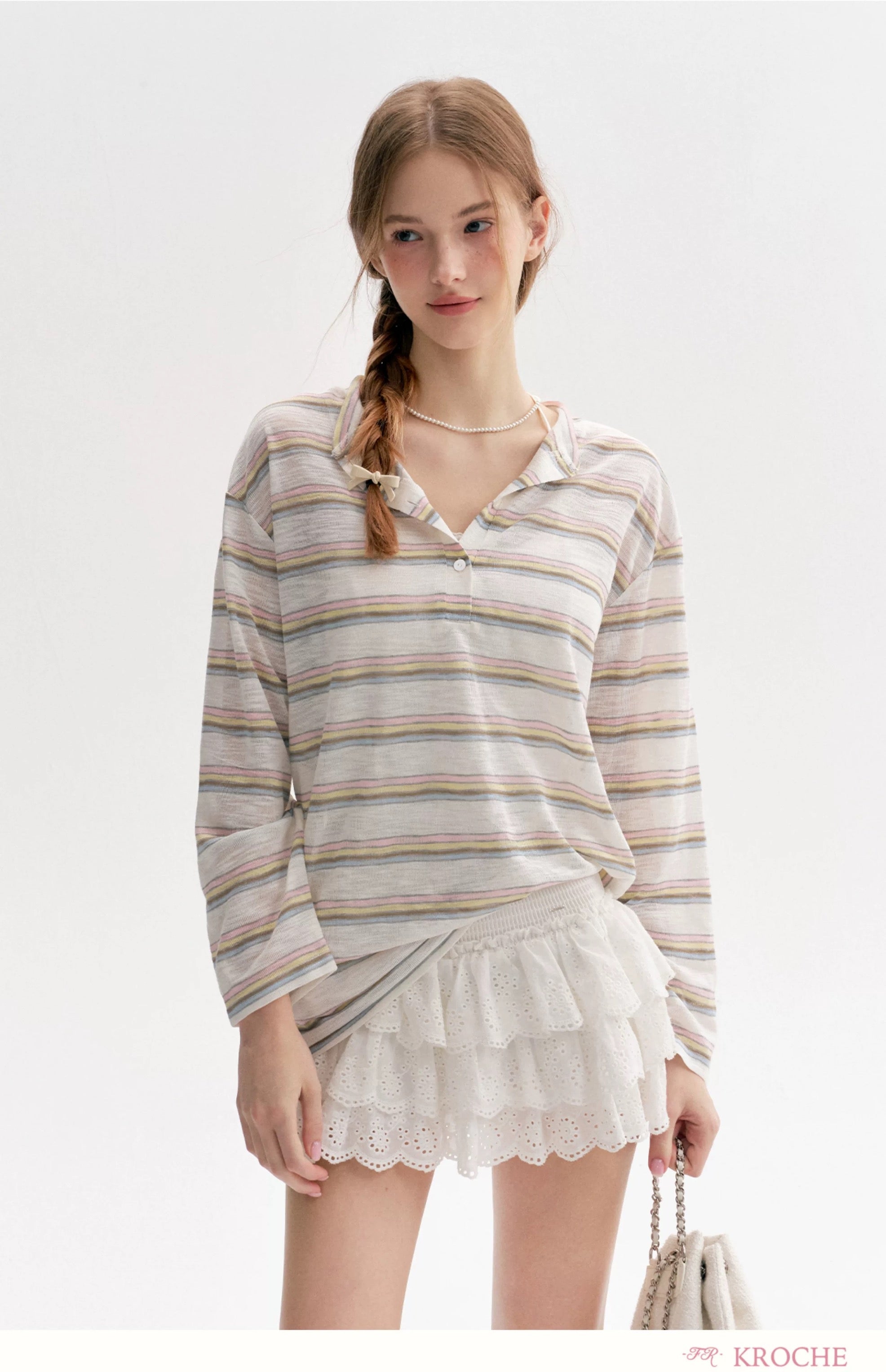 Kroche Loose polo shirt long sleeved T-shirt