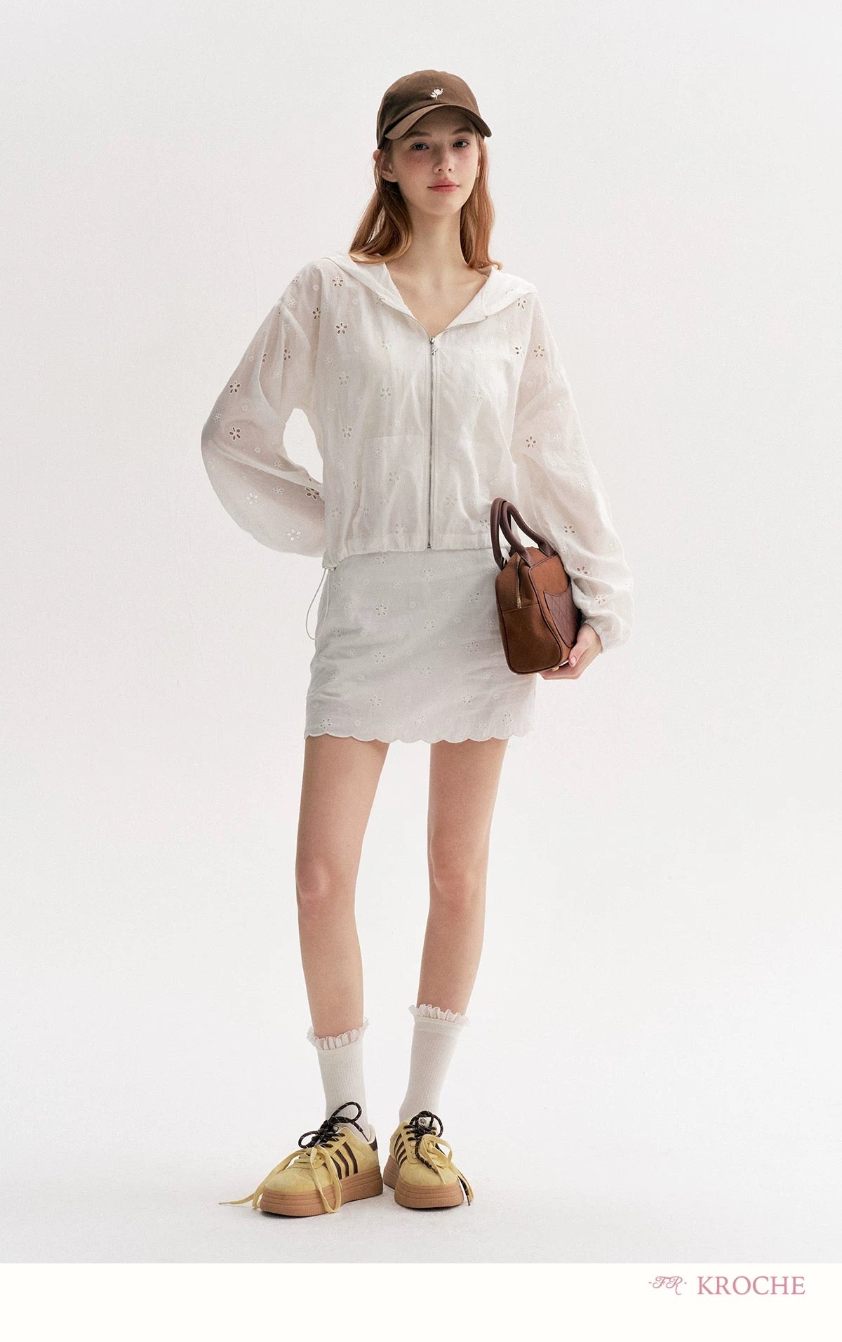 Kroche Lace loose short hooded jacket