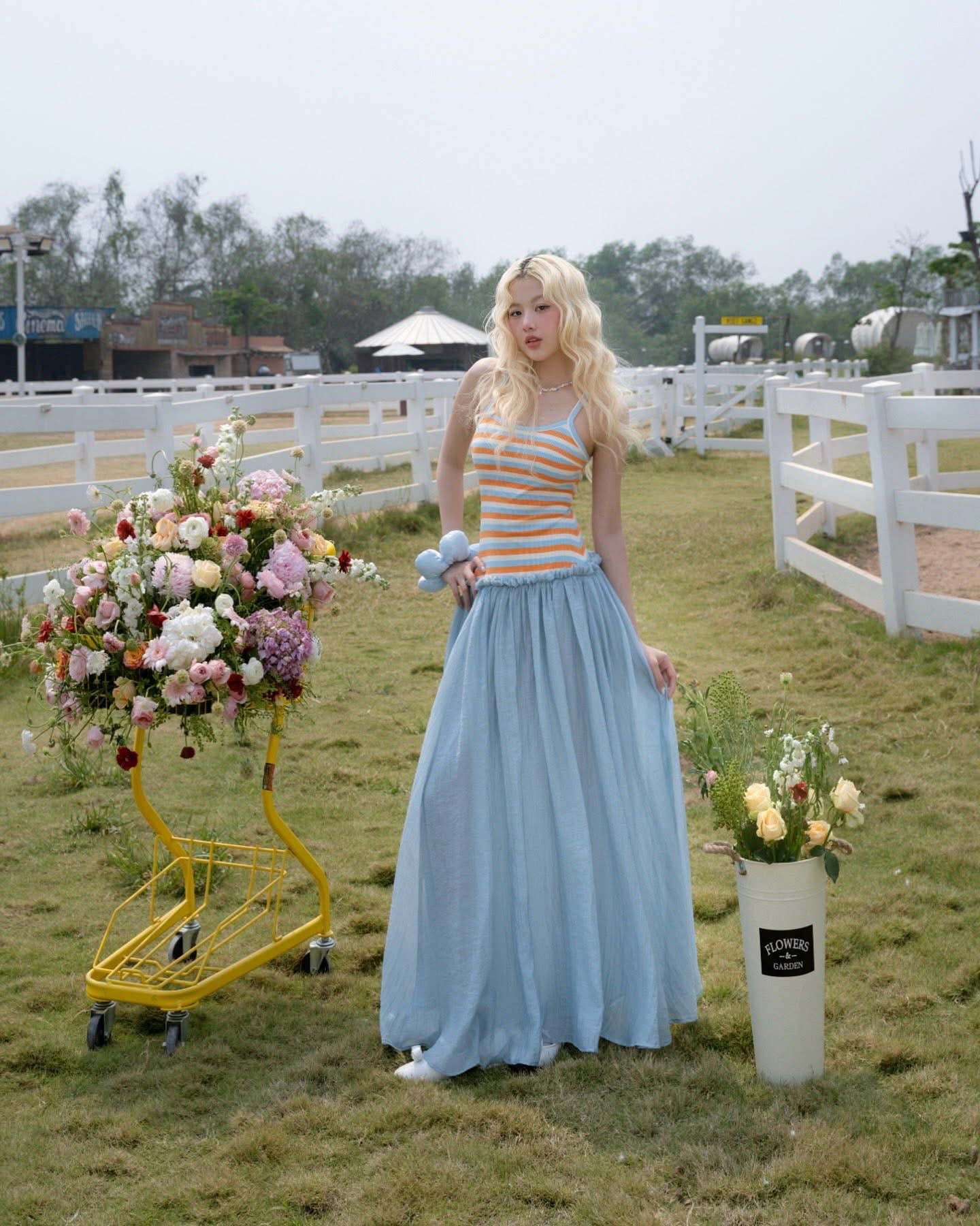 SWAN Closet Colorful striped camisole dress