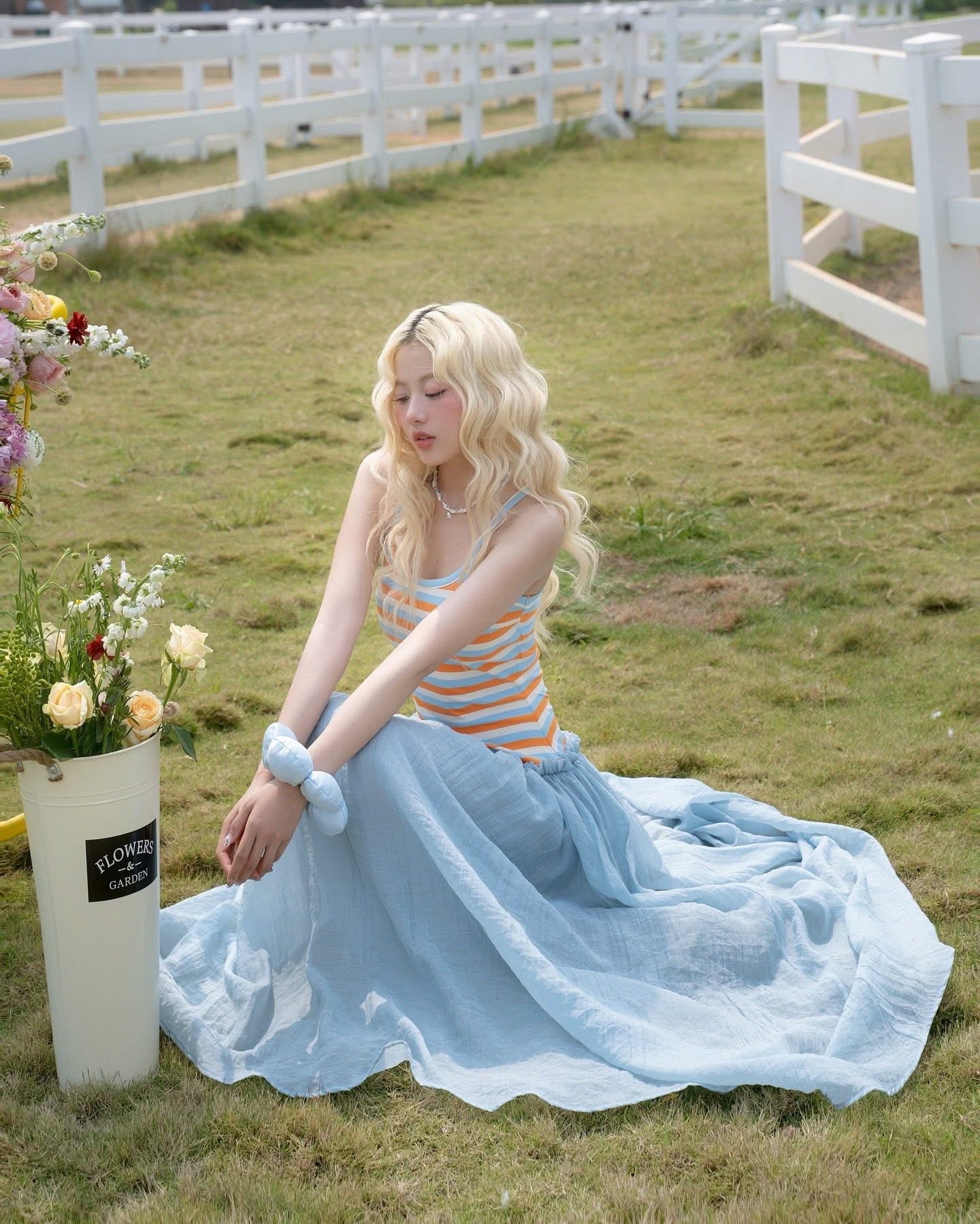 SWAN Closet Colorful striped camisole dress