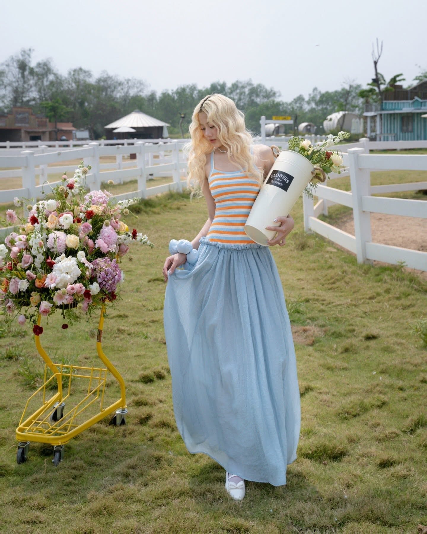 SWAN Closet Colorful striped camisole dress