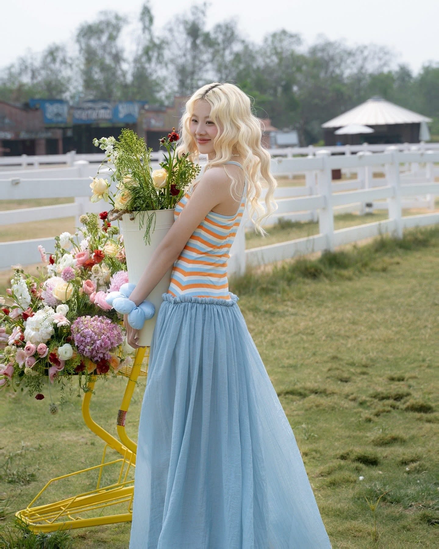 SWAN Closet Colorful striped camisole dress