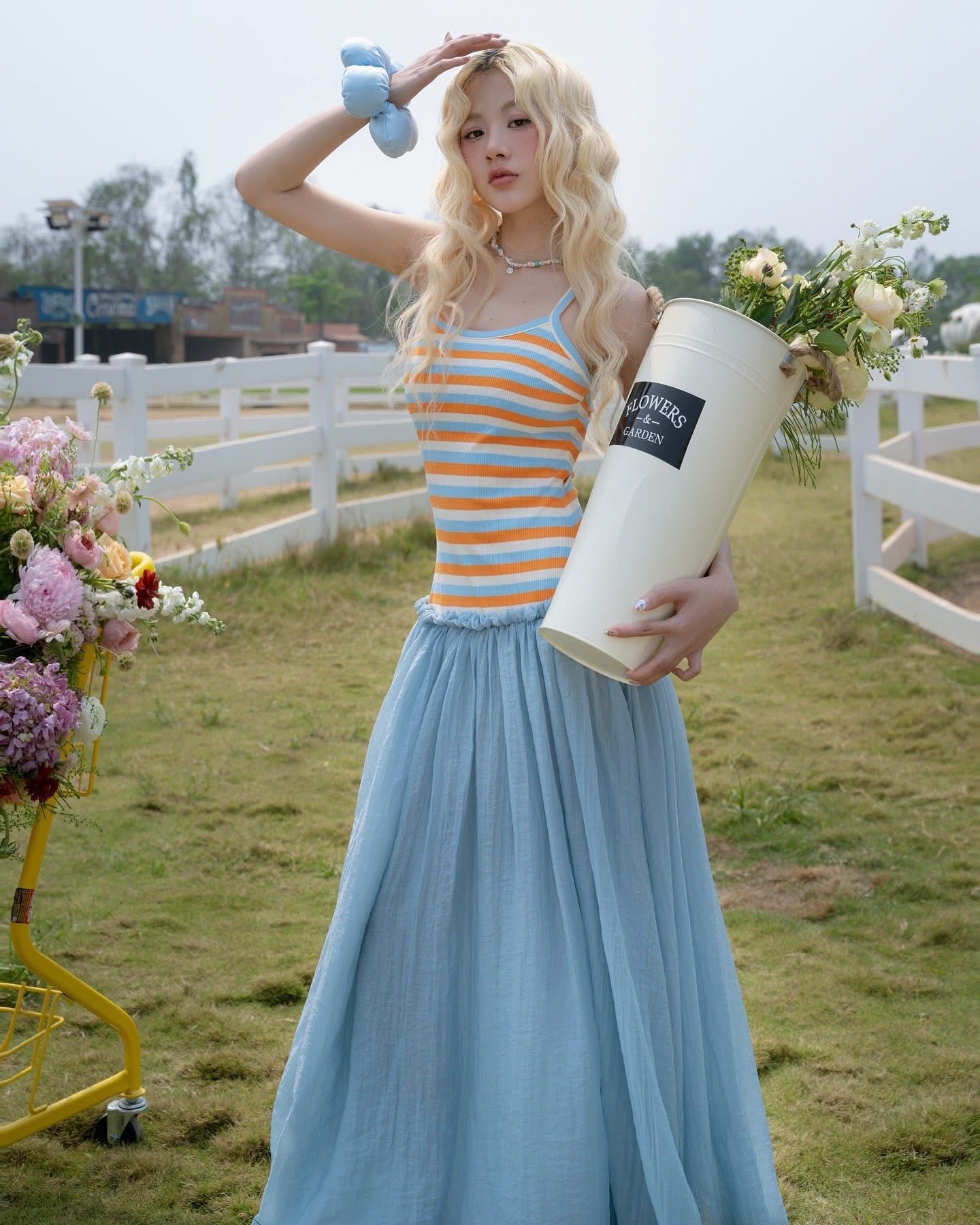 SWAN Closet Colorful striped camisole dress