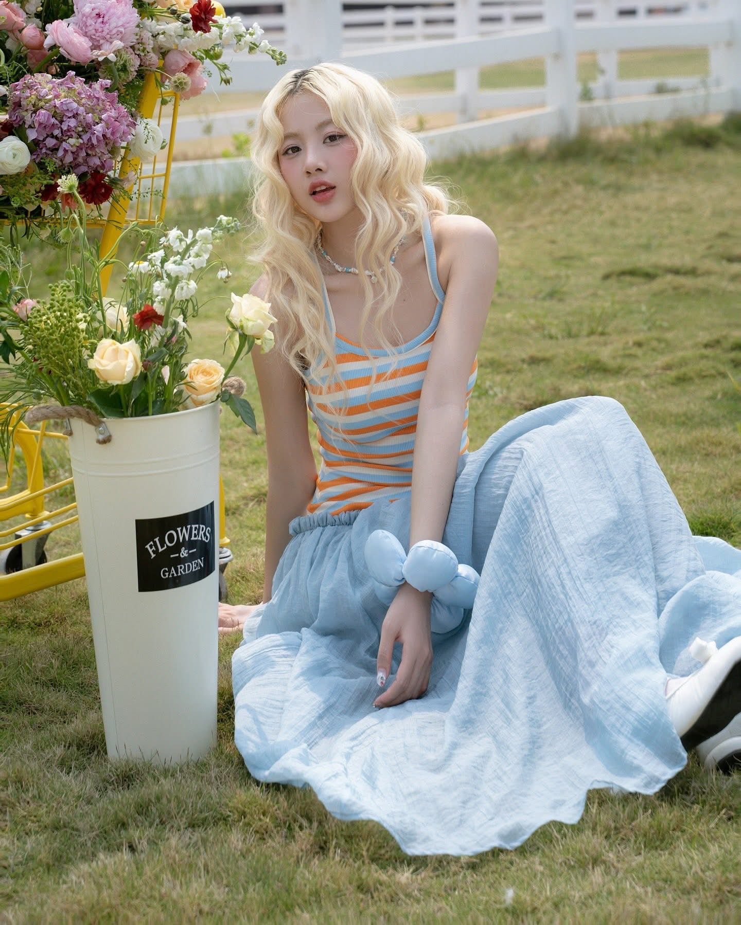SWAN Closet Colorful striped camisole dress