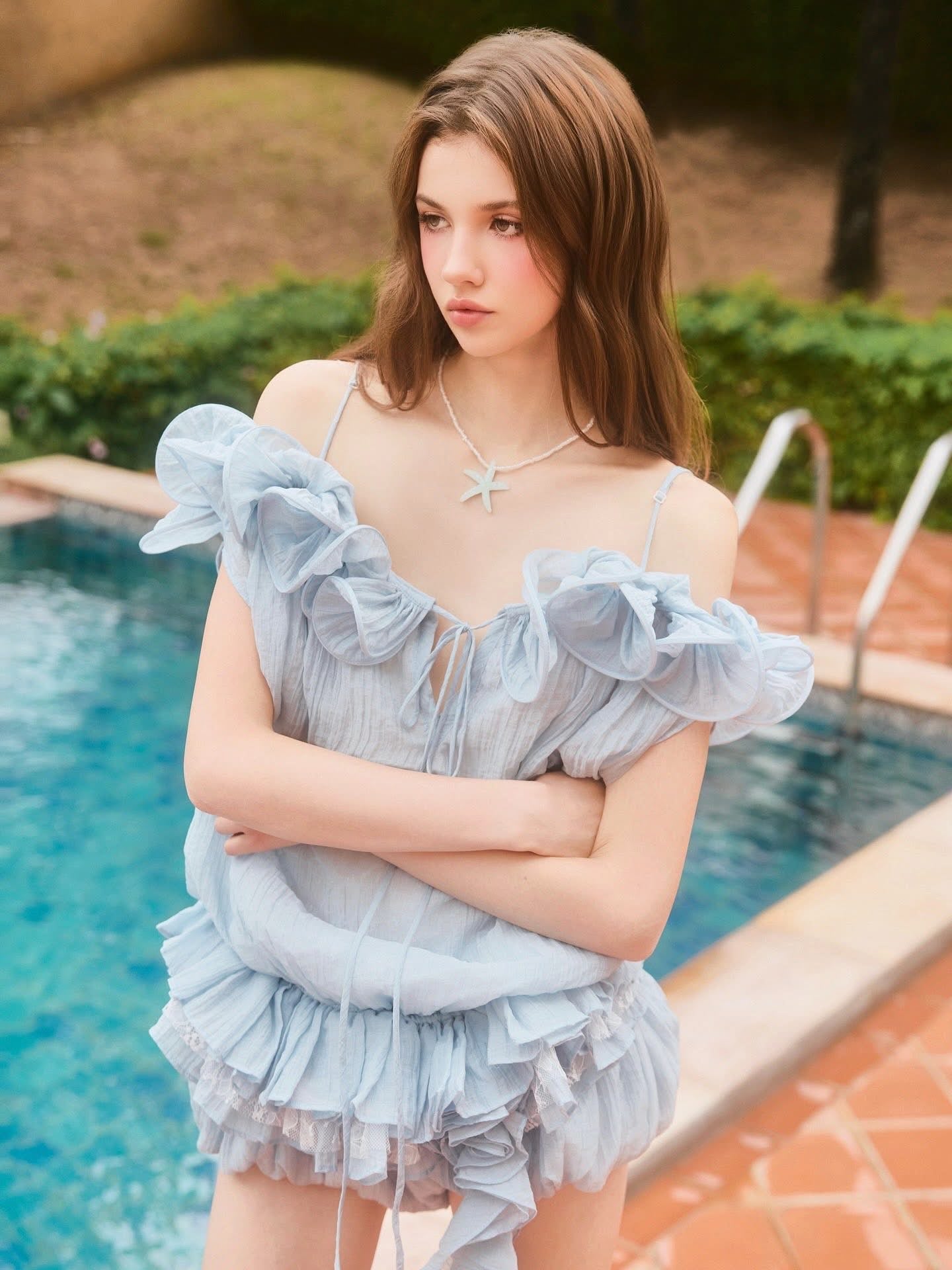 SWAN Closet Ruffled camisole top