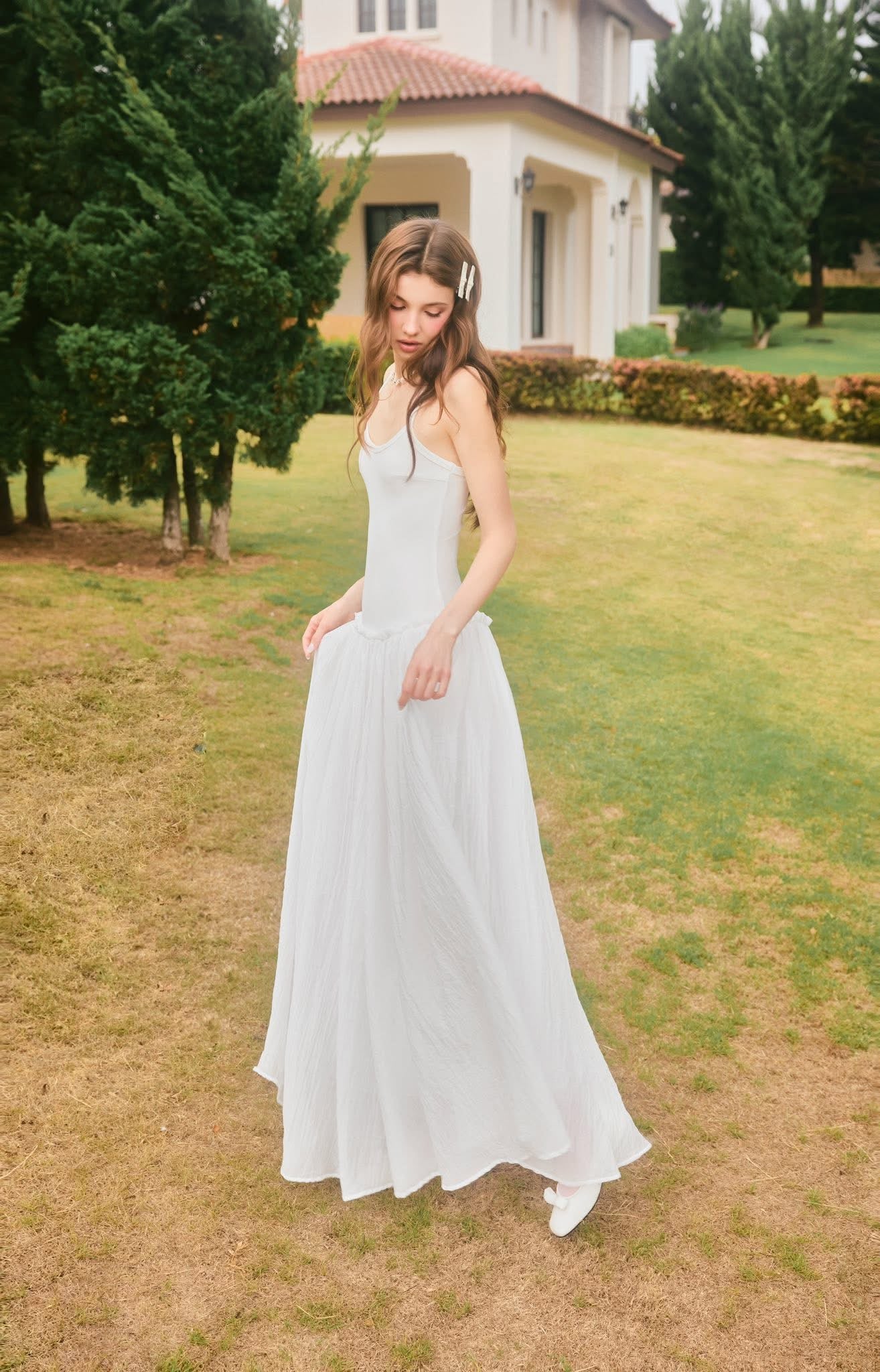 SWAN Closet Camisole slim-fit maxi dress (2color)