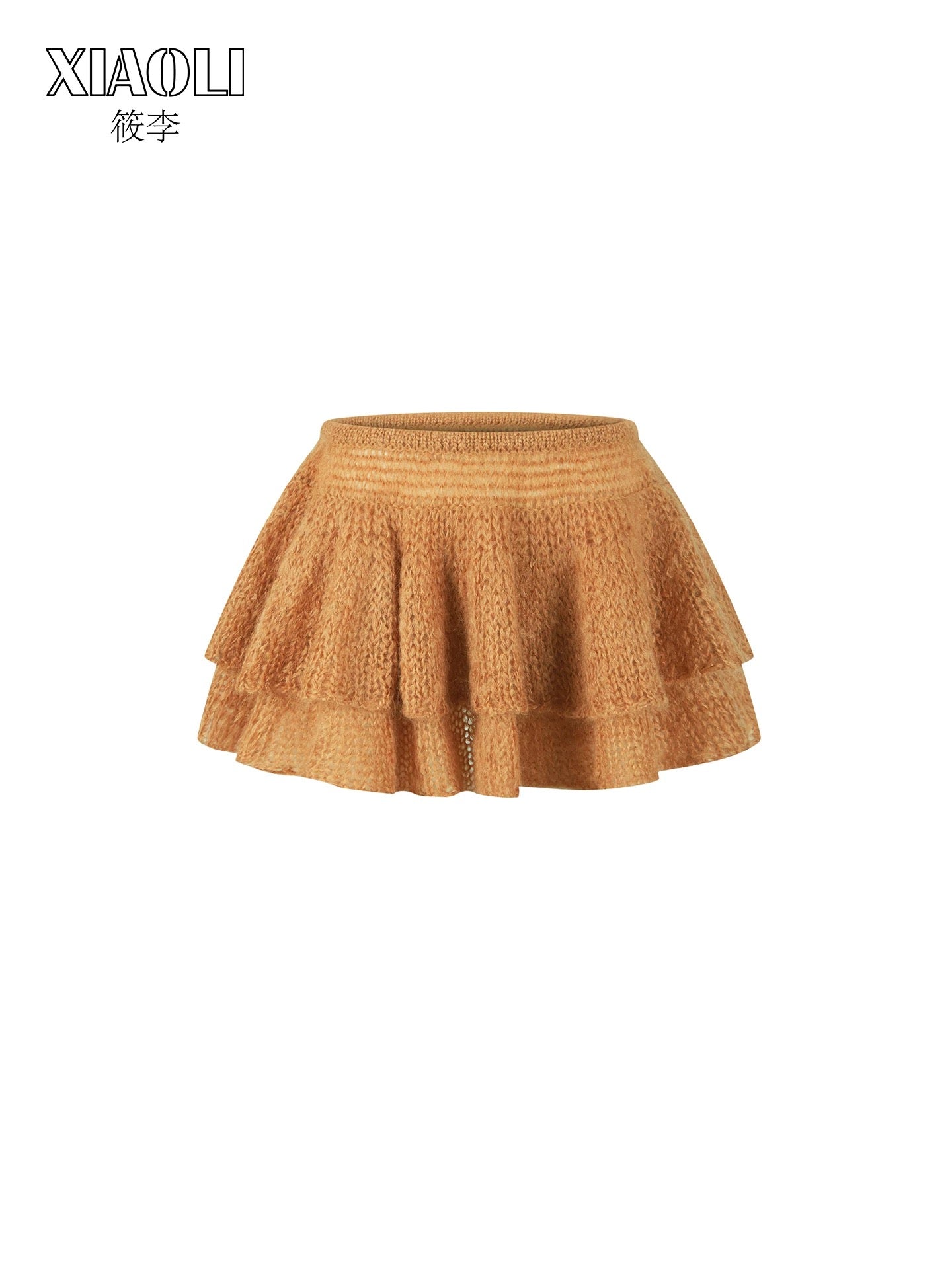 XIAOLI Solid color knitted skirt (Khaki)