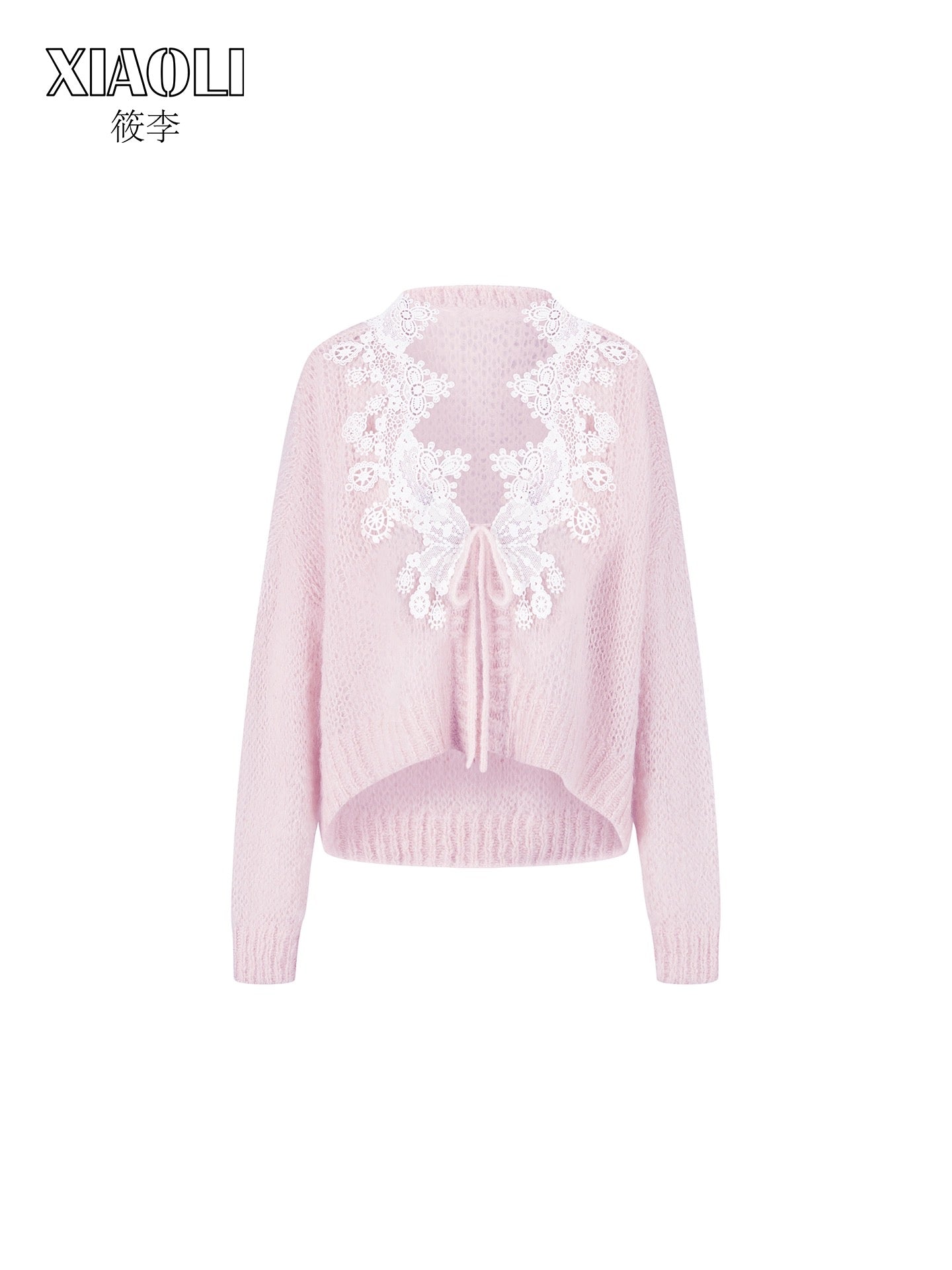 XIAOLI Knitted rope lace cardigan (Pink)