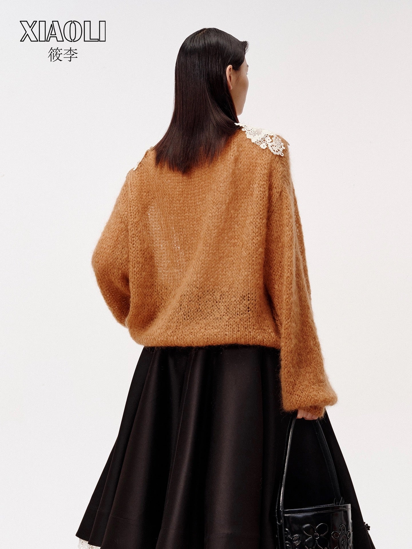 XIAOLI Leisure pullover lace sweater (Khaki)