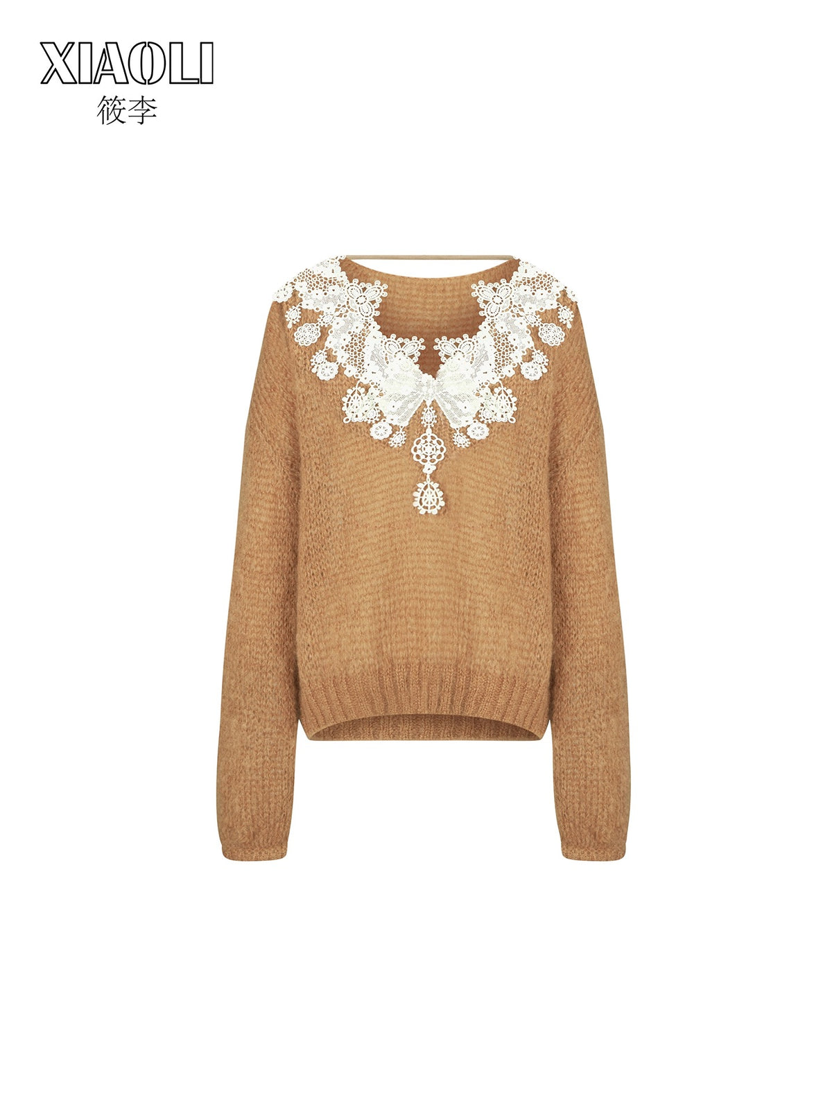 XIAOLI Leisure pullover lace sweater (Khaki)