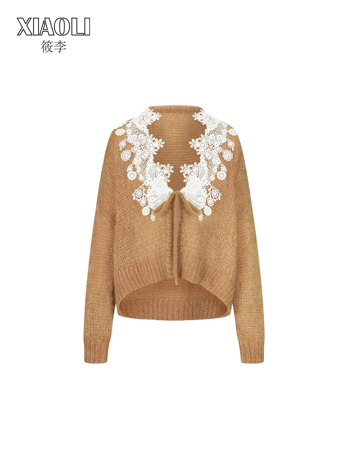 XIAOLI Knitted rope lace cardigan (Khaki)
