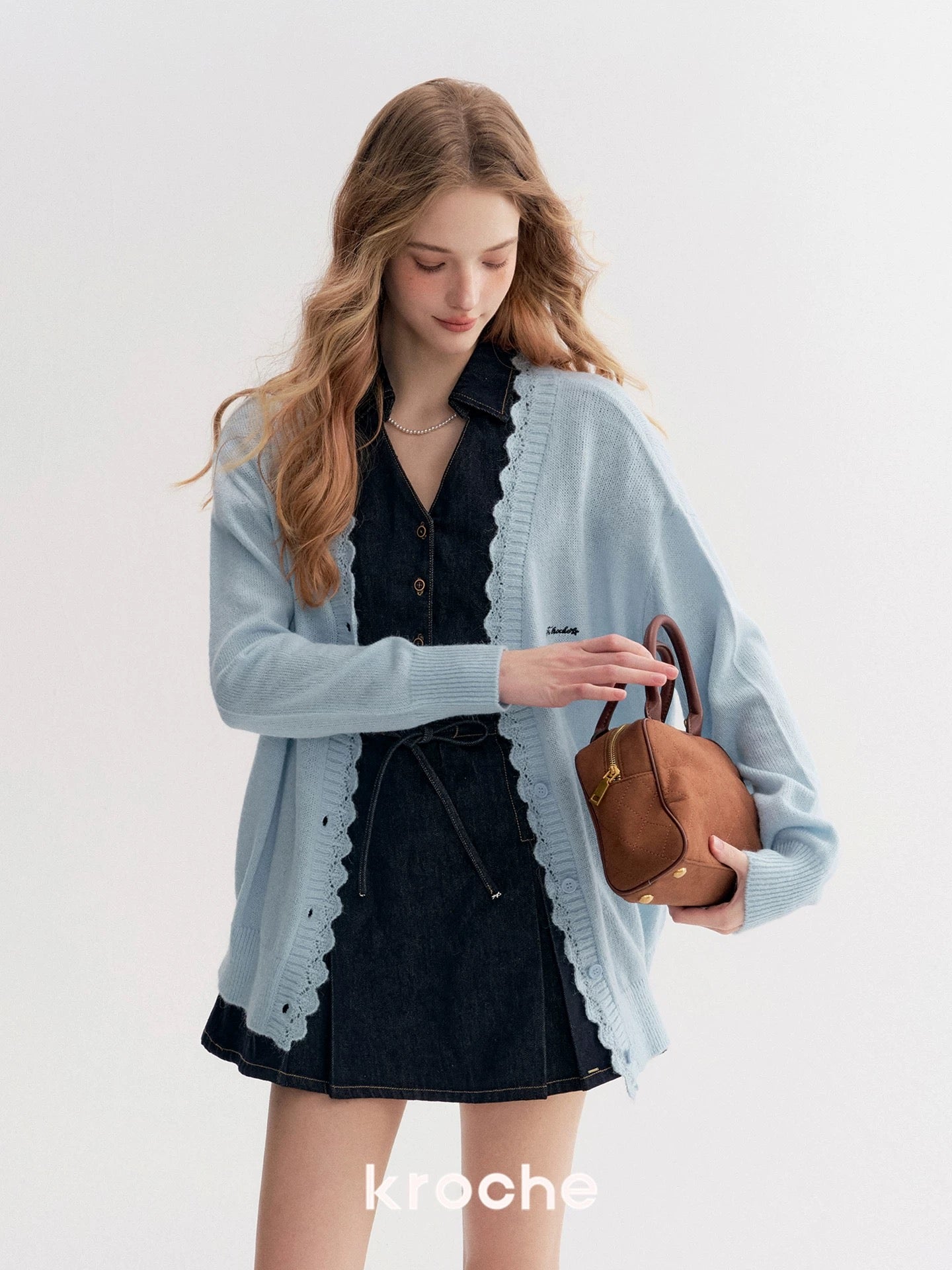 Kroche Denim lace up waist cinching dress