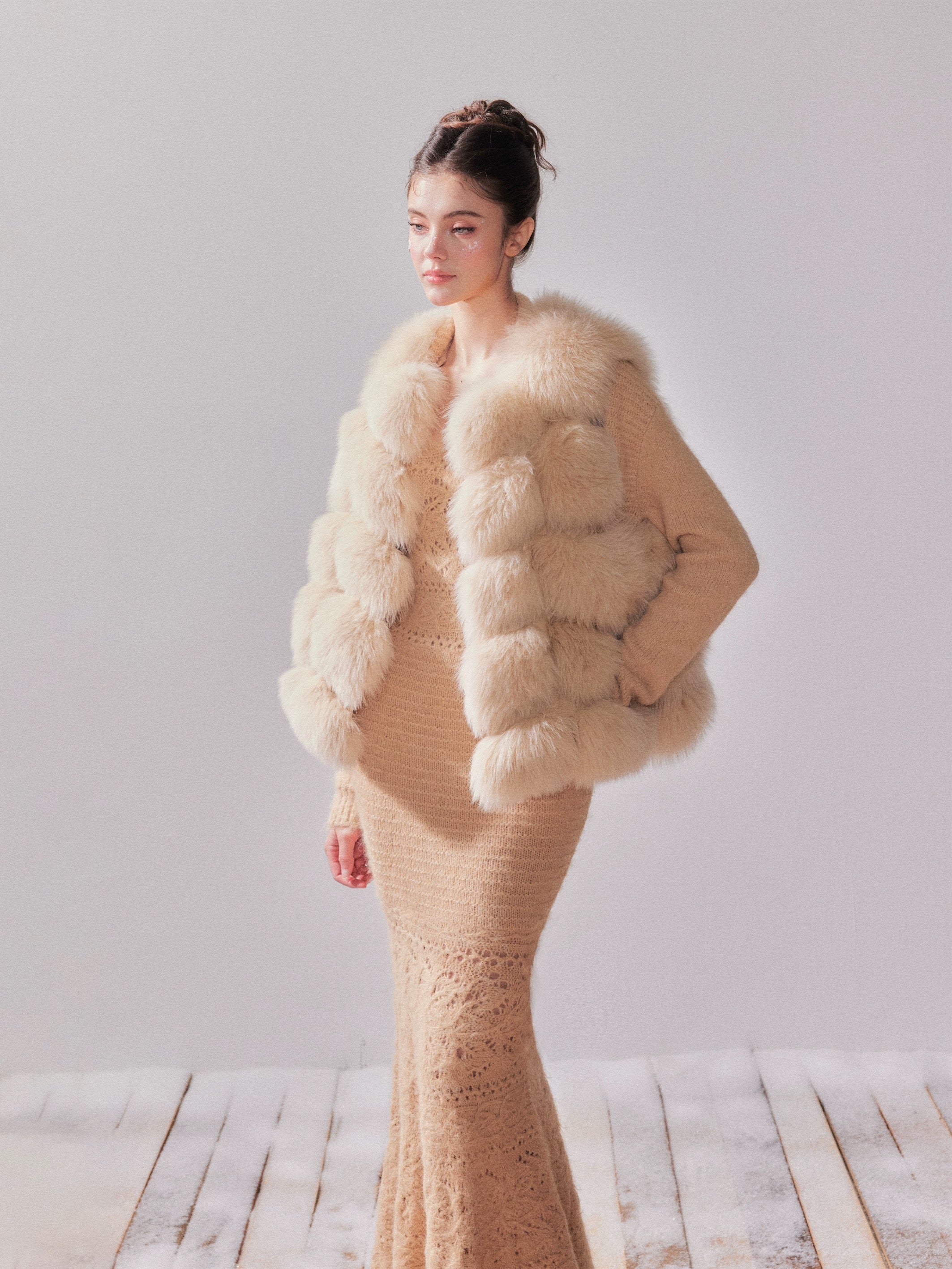 YZZI HE Fox fur coat vest