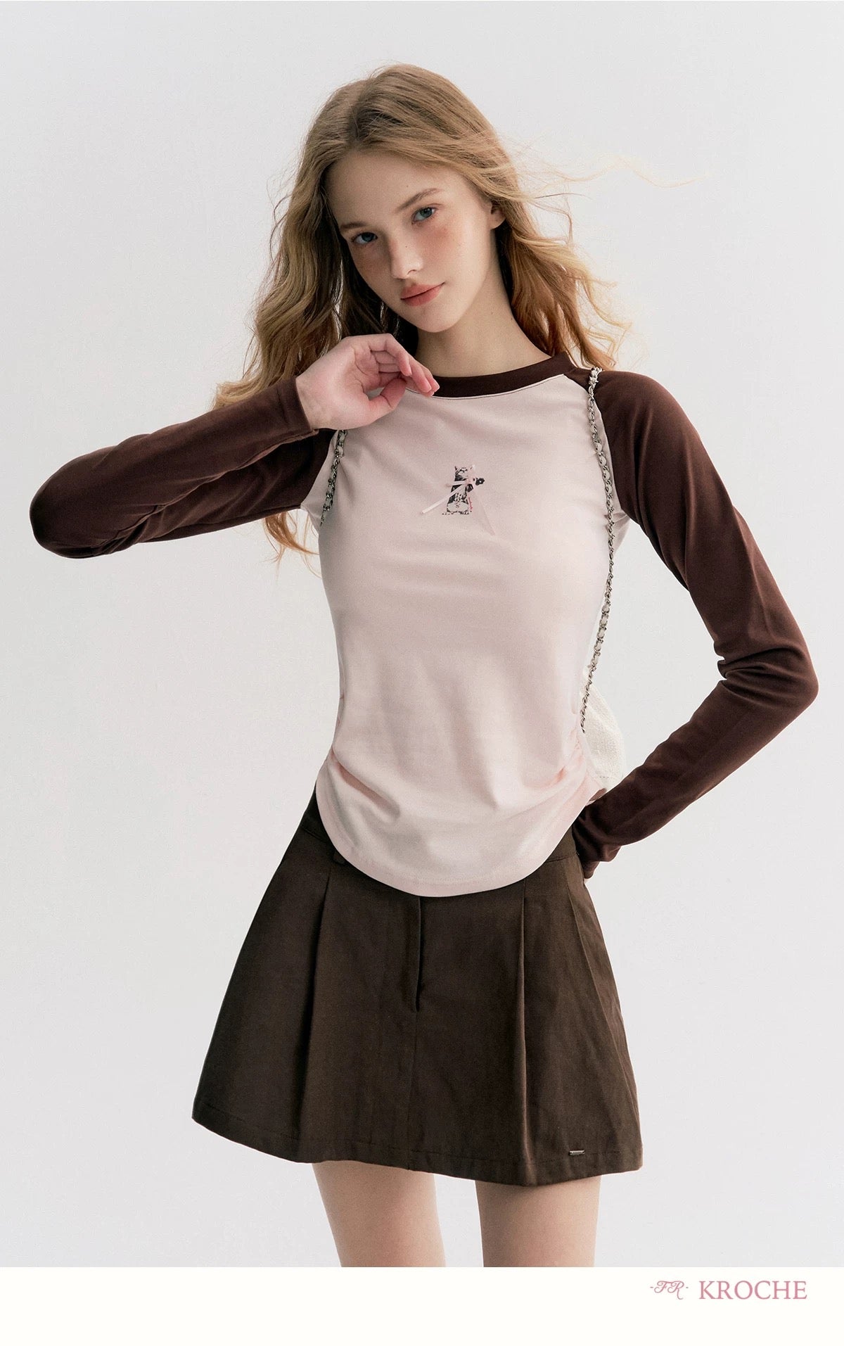 Kroche Color blocking long sleeved slim fit T-shirt