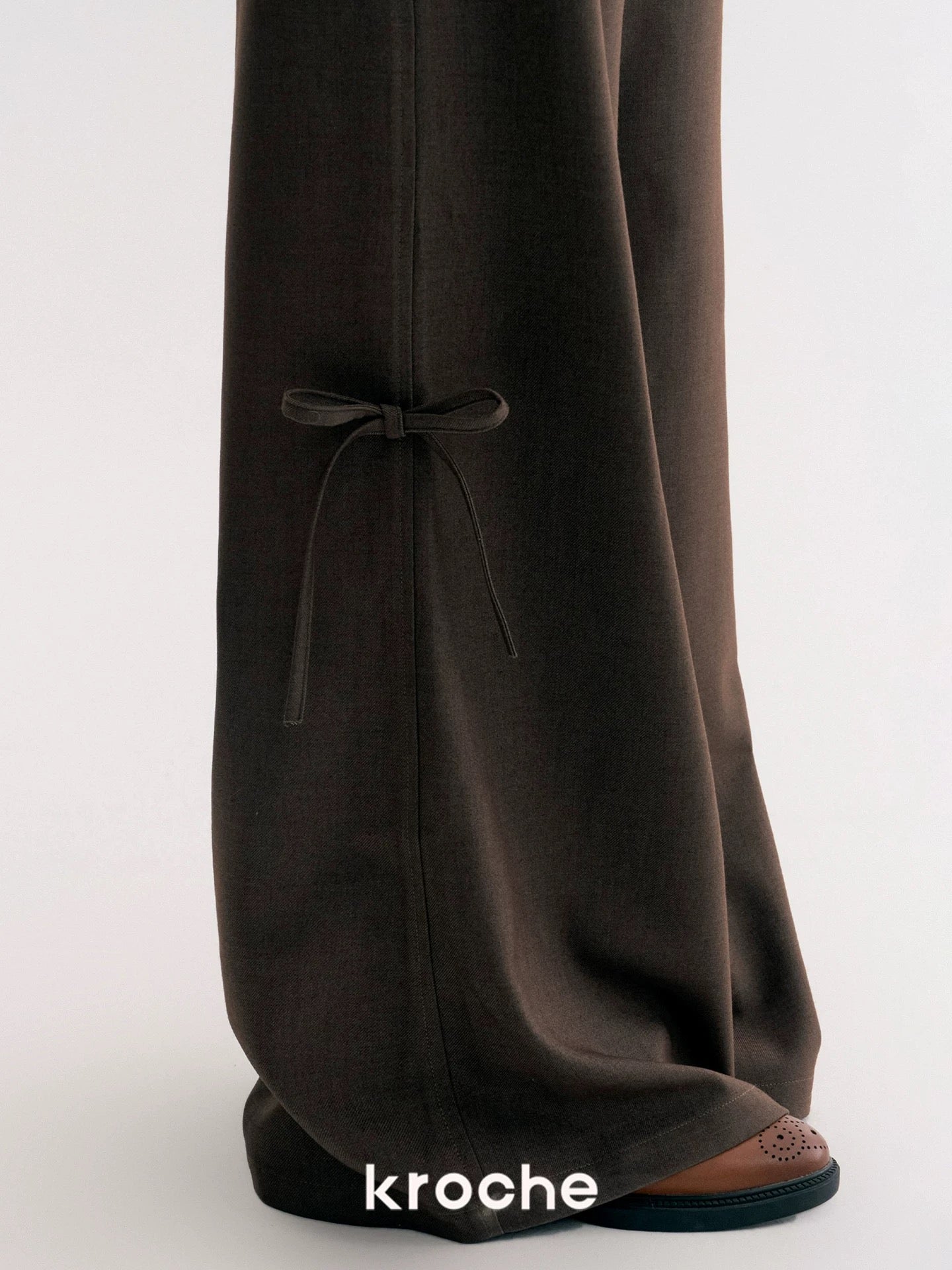 Kroche 3D lace up bow wide leg suit pants