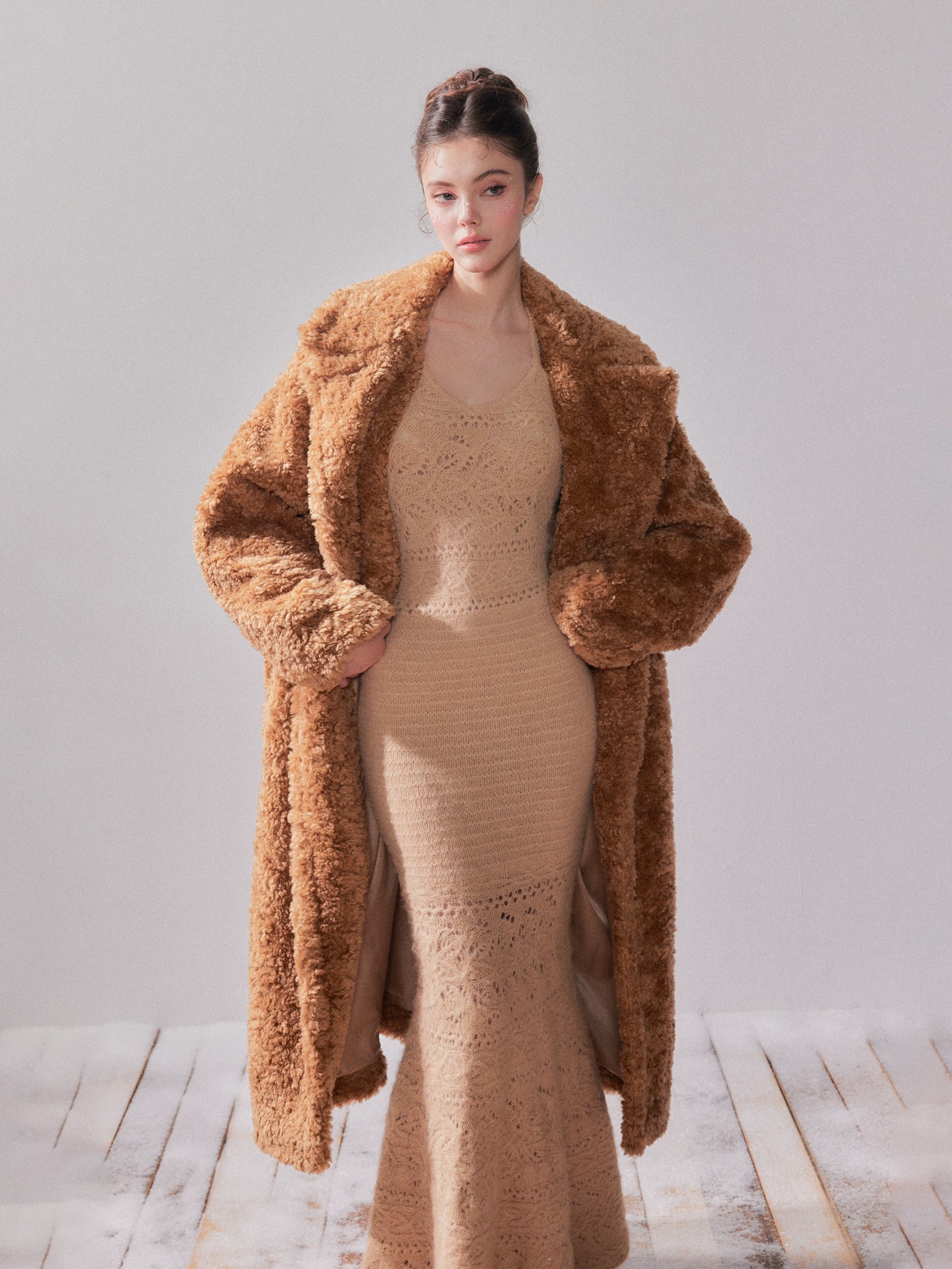 YZZI HE Silhouette lamb wool coat