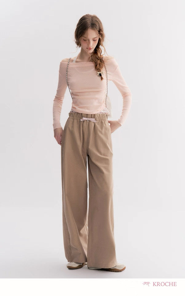 Kroche Fake two-piece pleated one shoulder knitted sweater