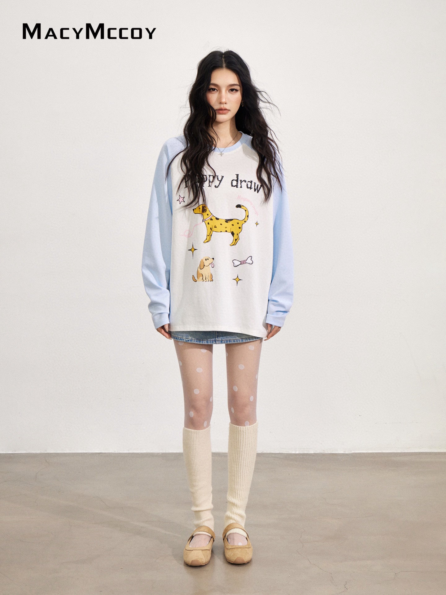 MacyMccoy MMC2025146 Cartoon graffiti dog printed T-shirt