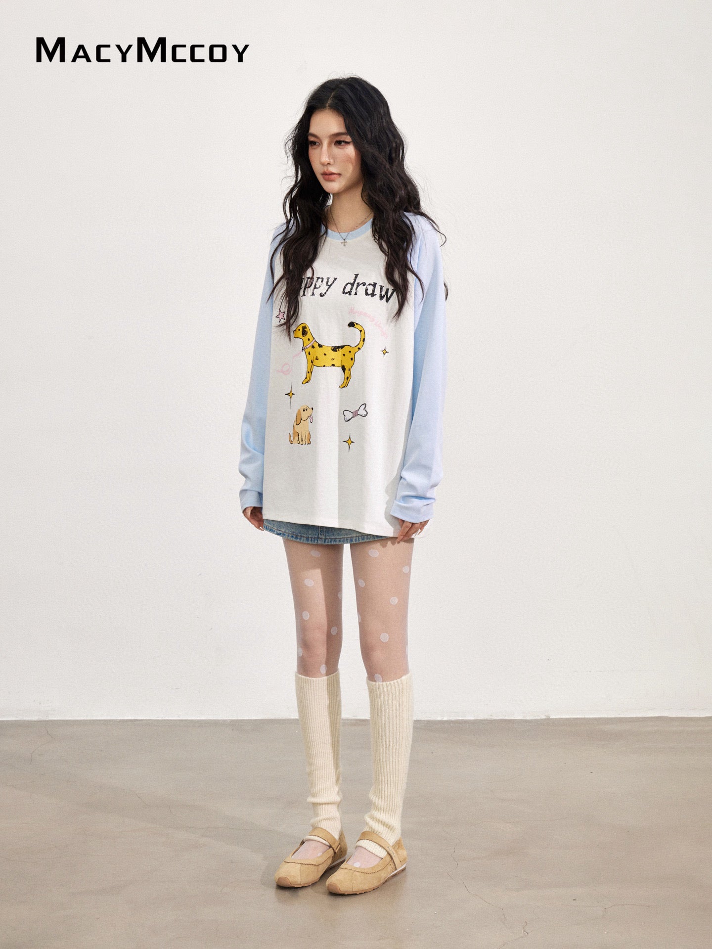 MacyMccoy MMC2025146 Cartoon graffiti dog printed T-shirt