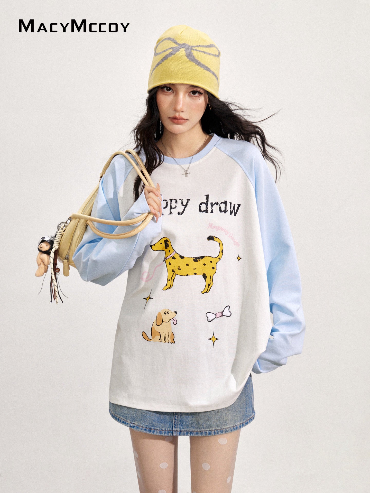 MacyMccoy MMC2025146 Cartoon graffiti dog printed T-shirt