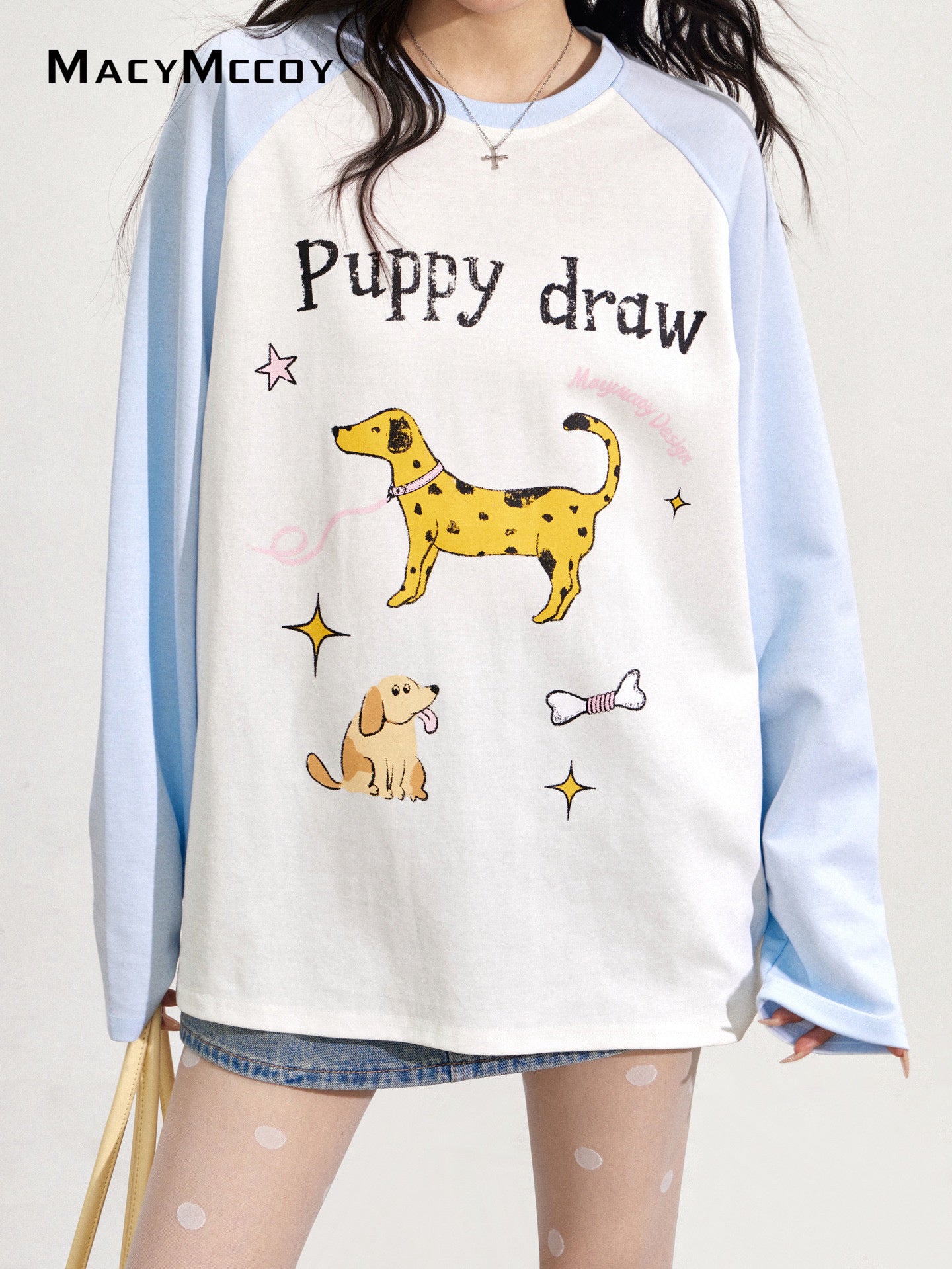 MacyMccoy MMC2025146 Cartoon graffiti dog printed T-shirt