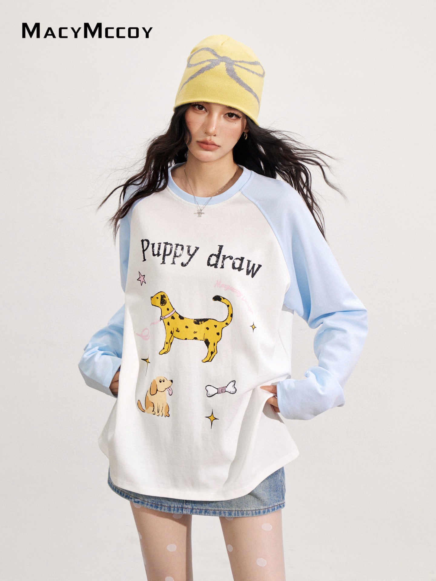 MacyMccoy MMC2025146 Cartoon graffiti dog printed T-shirt