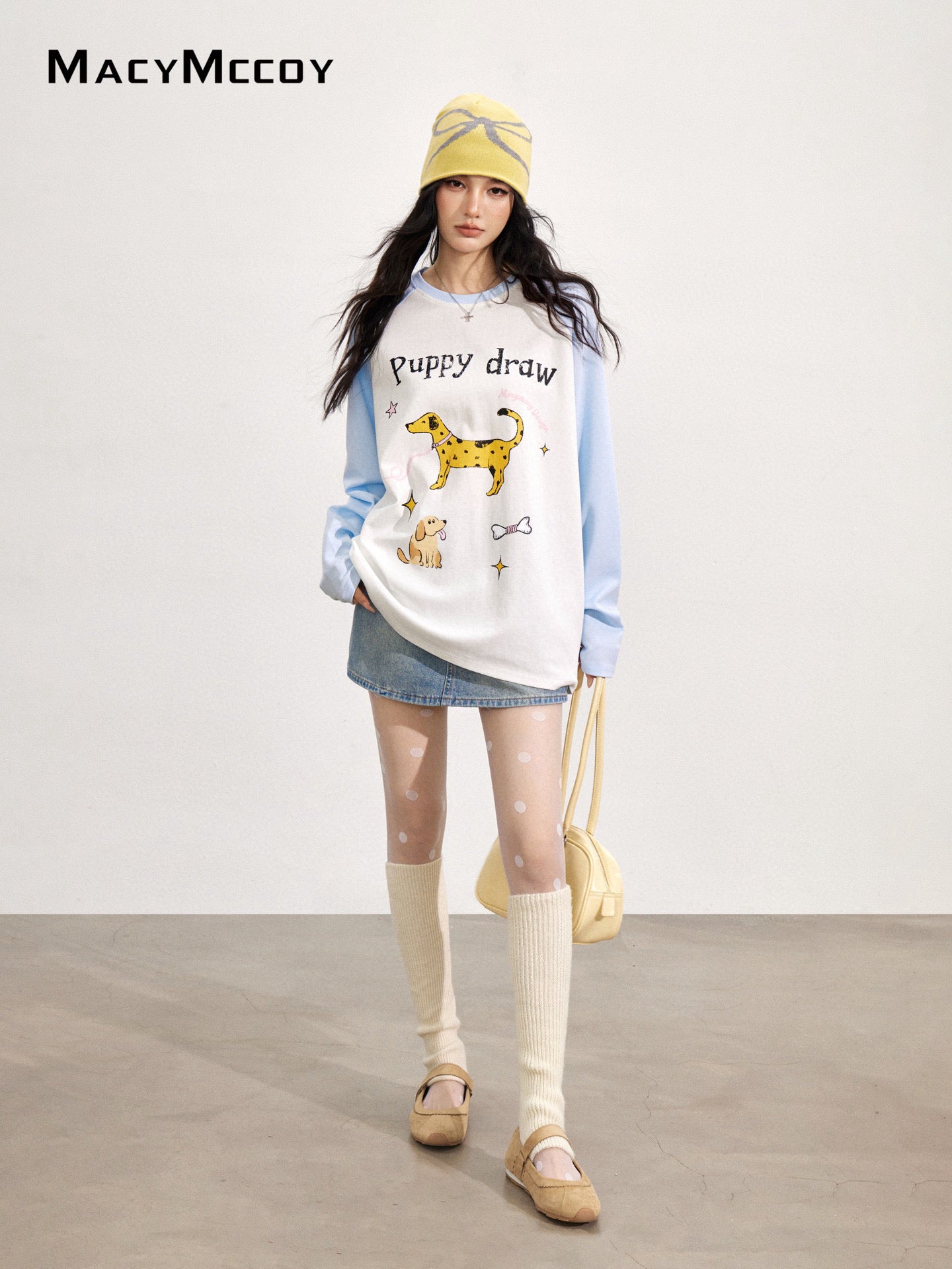 MacyMccoy MMC2025146 Cartoon graffiti dog printed T-shirt