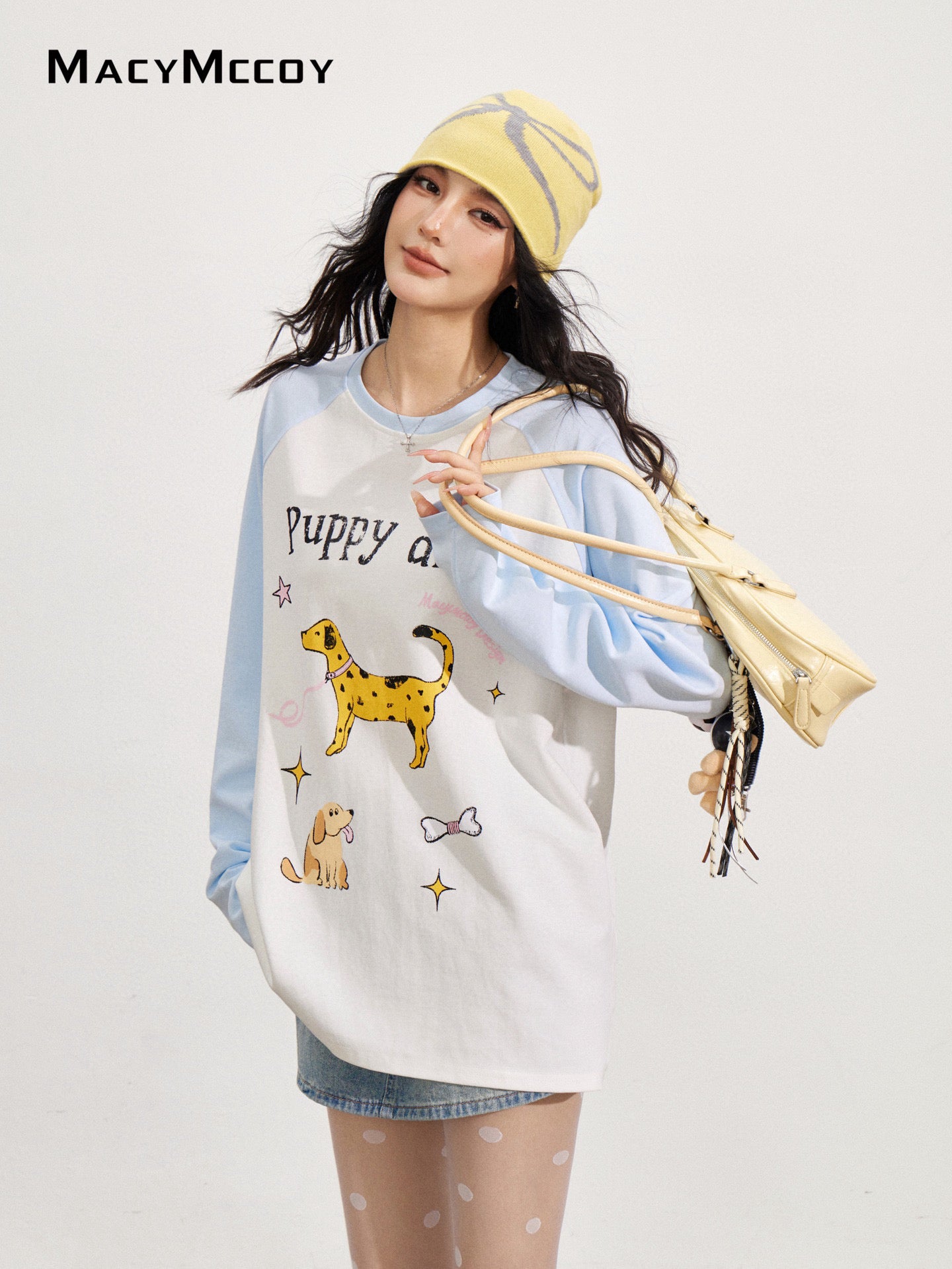 MacyMccoy MMC2025146 Cartoon graffiti dog printed T-shirt