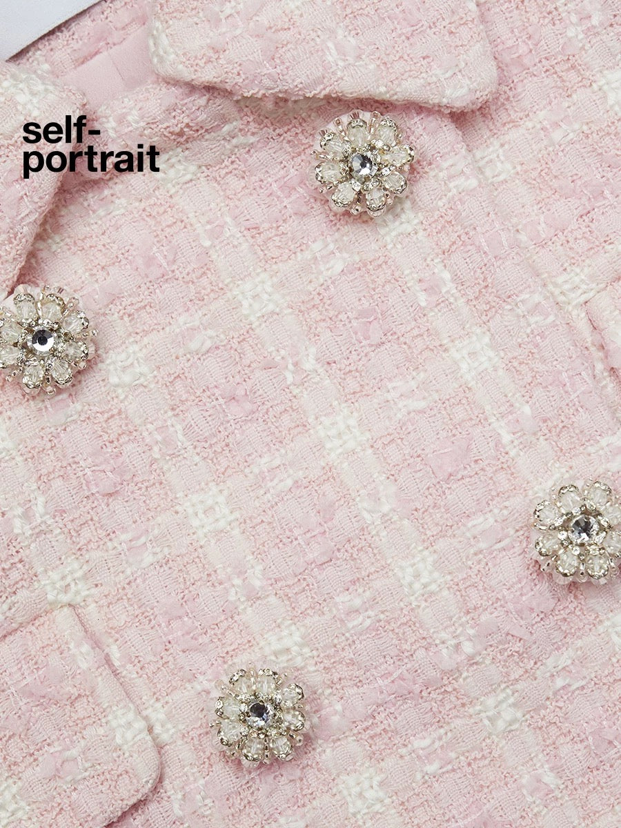 Self-Portrait SALE Pink Checkered Jacket