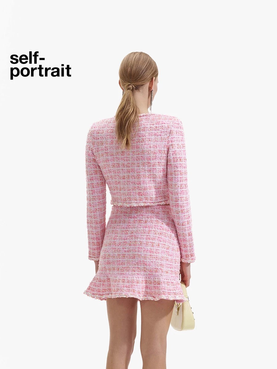 Self-Portrait SALE Sweet Knitted Round Neck Long Sleeve Top