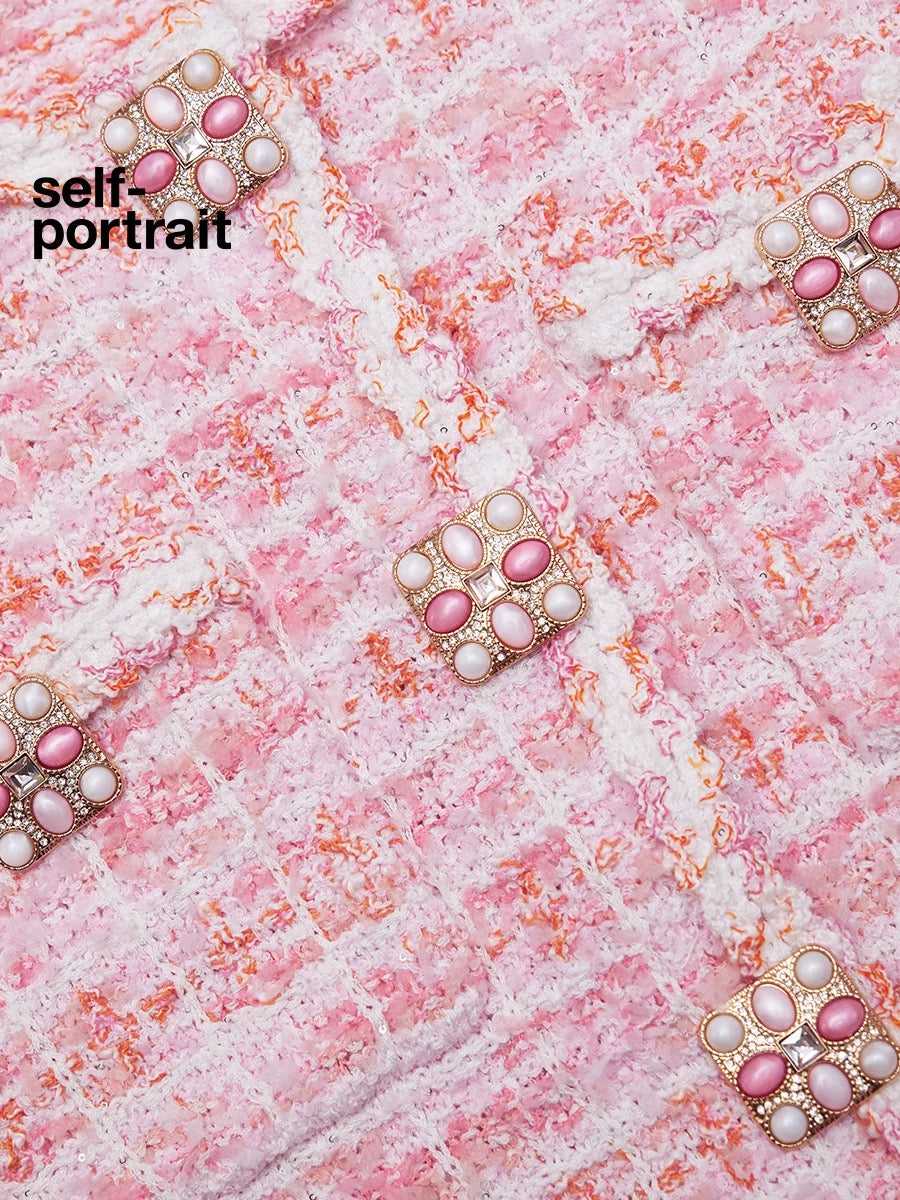 Self-Portrait SALE Sweet Knitted Round Neck Long Sleeve Top