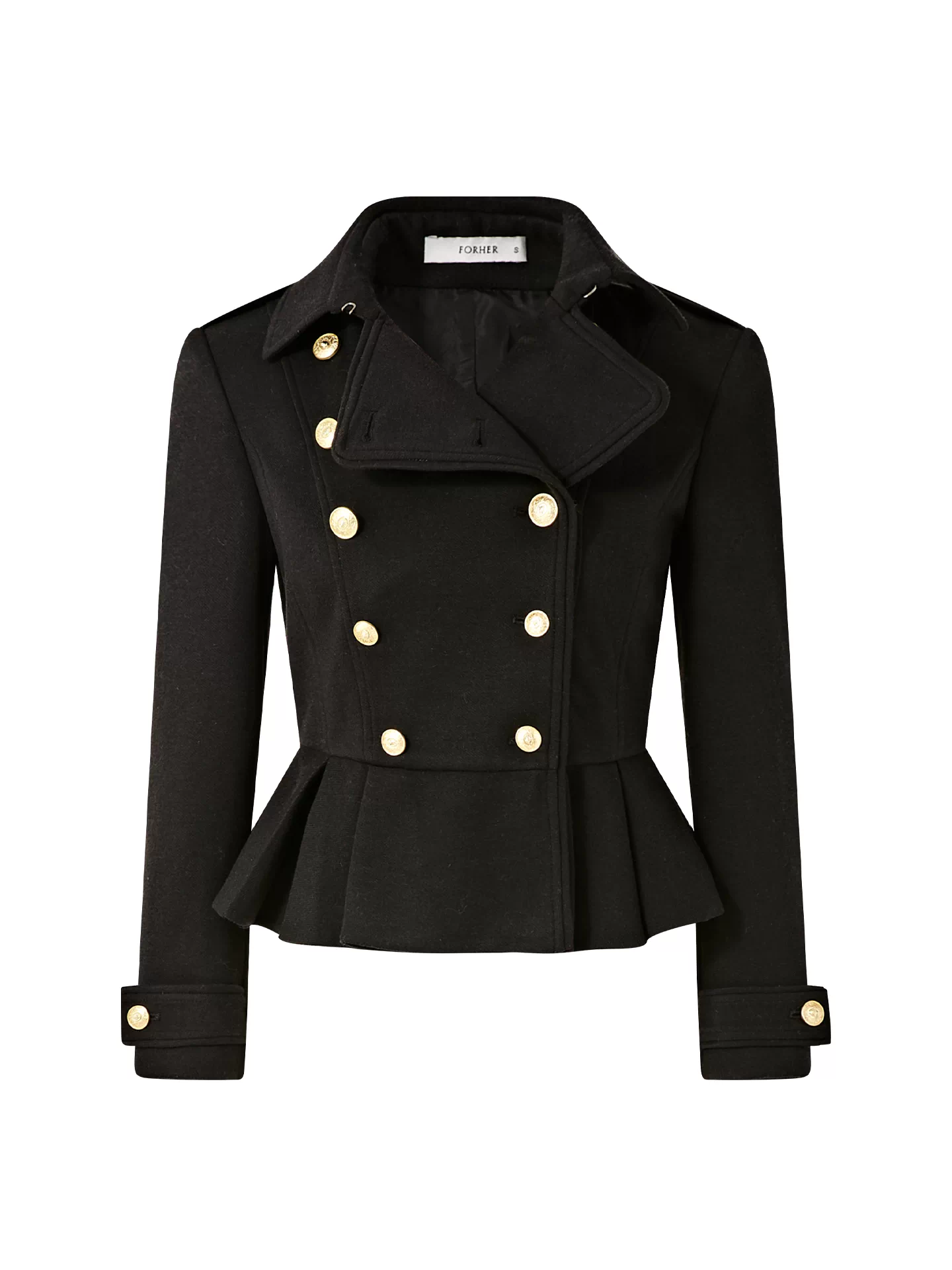 FIND YA WINGS Heavy duty texture double breasted black woolen suit short jacket