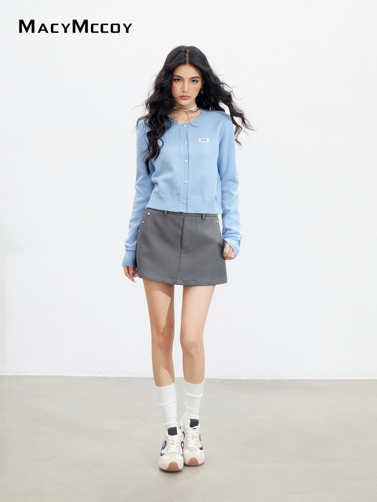 MacyMccoy MMC2025148 Curled edge knitted cardigan