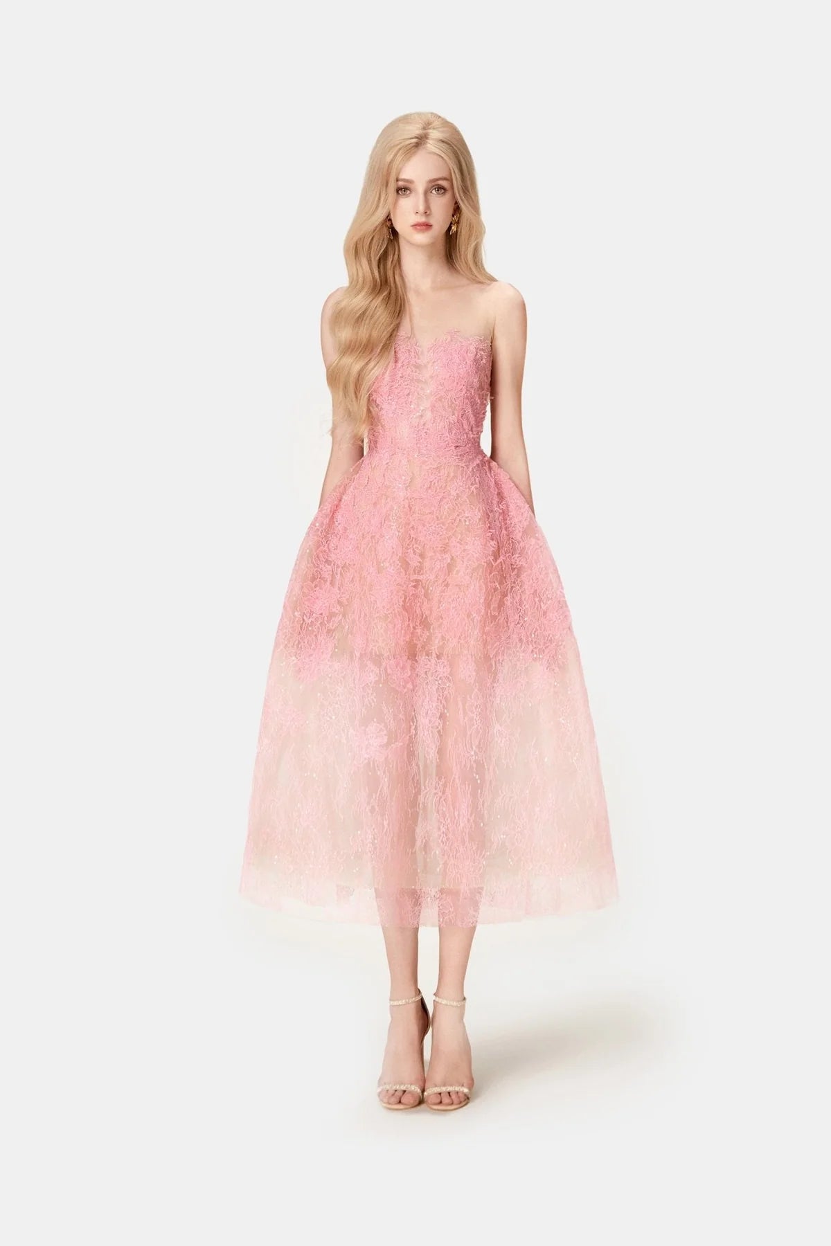 Montsand Pink Beaded Lace Dress