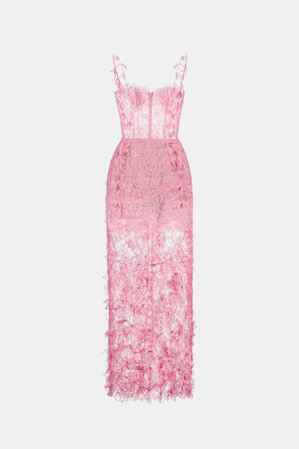 Montsand Pink Beaded Lace Pencil Dress