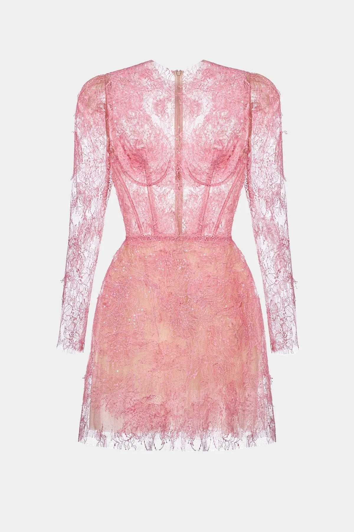 Montsand Pink Beaded Lace Mini Dress