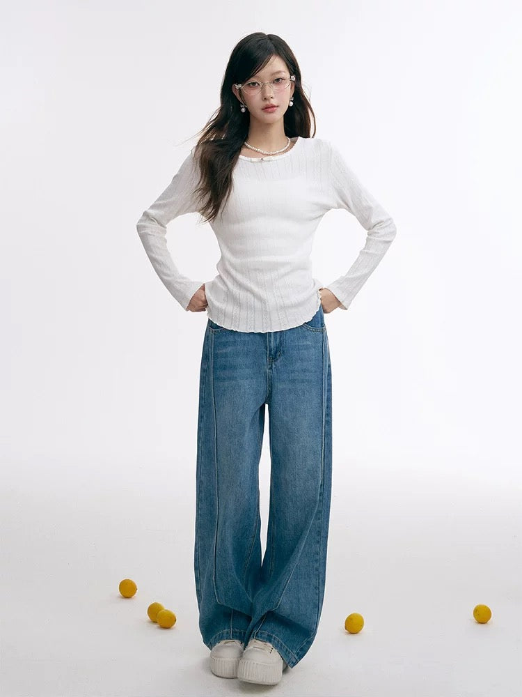 16DEWS High waisted straight leg loose jeans